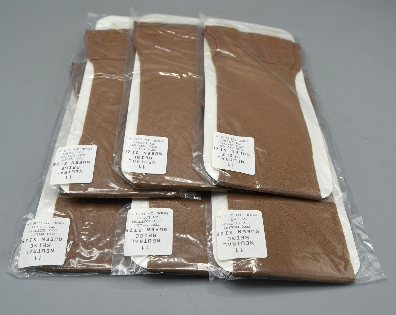 Vintage Nationals Hosiery Knee Highs Lot of 6 Pairs Queen Size 11 Neutral Beige