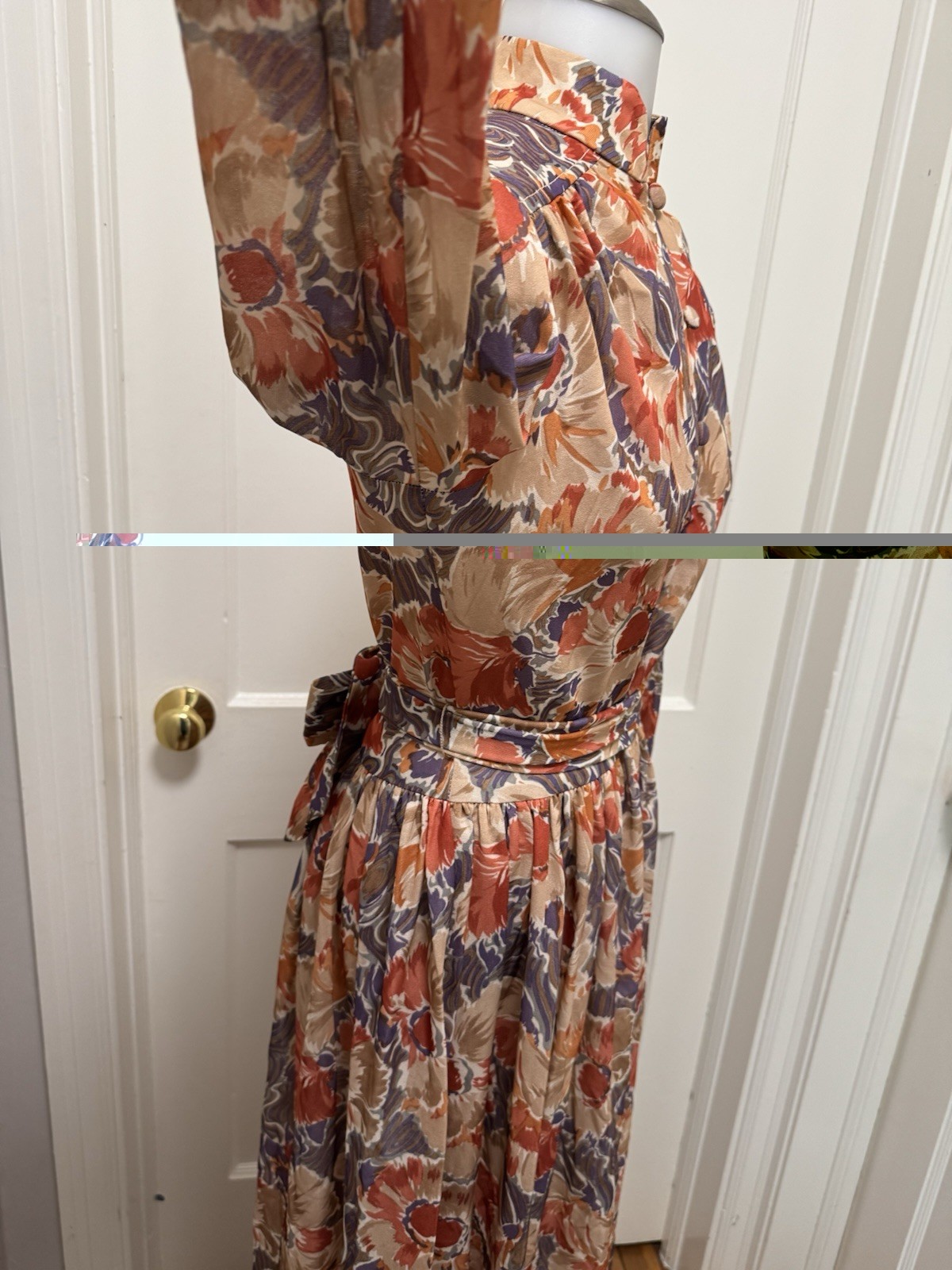 Vintage 70s Bleeker Street Jonathan Logan Floral Maxi Dress ILGWU Union Made 10