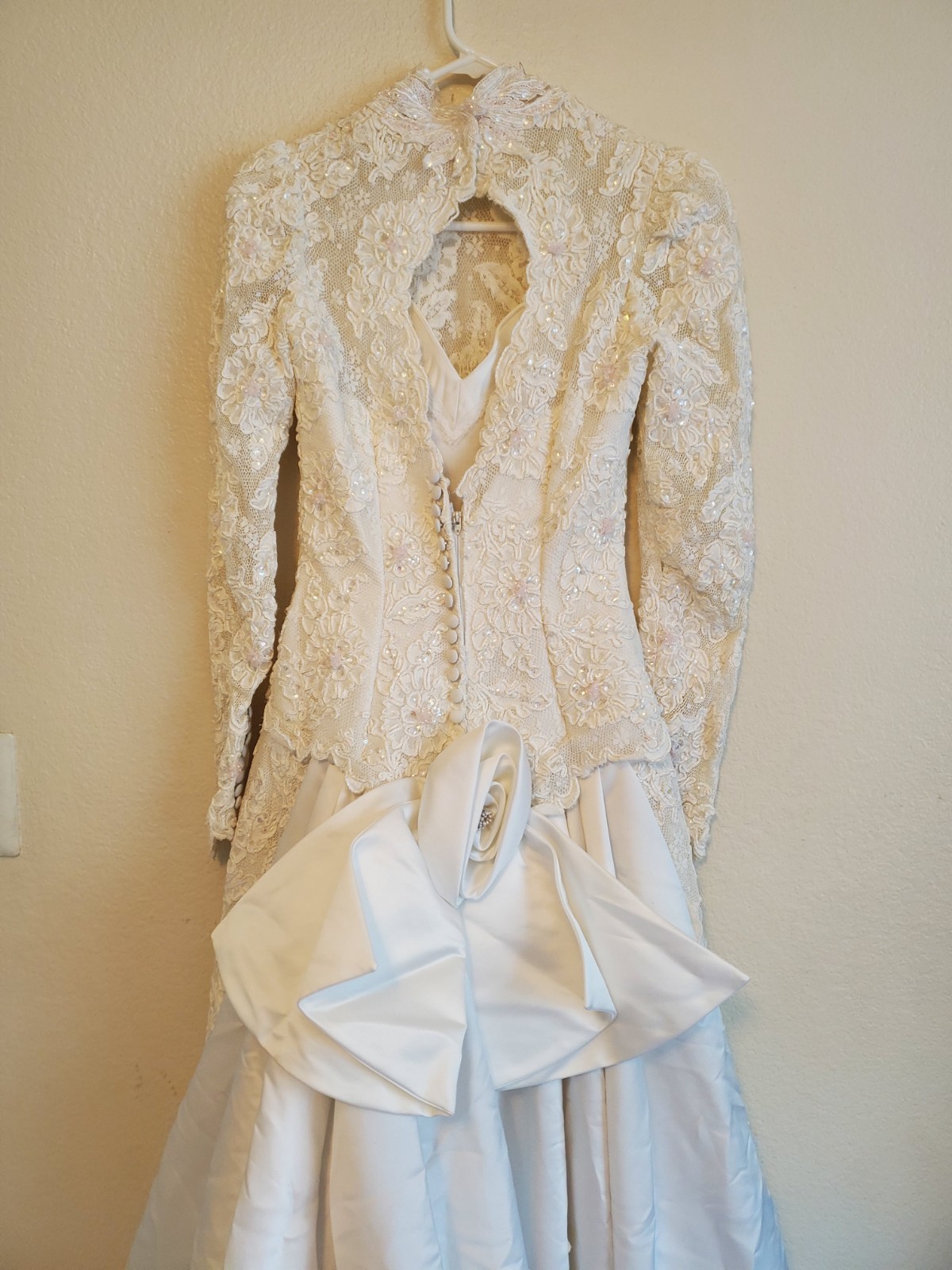 Vintage House Of Bianchi Wedding Dress Sz S White Victorian Style Embroidery