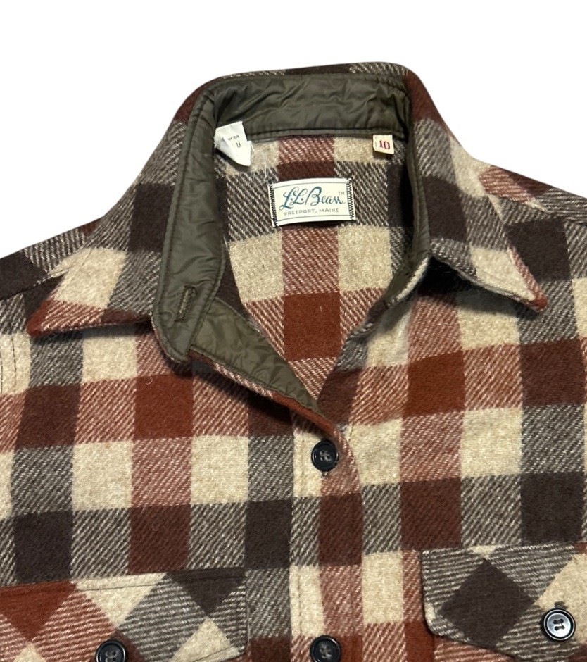 Vintage 60s LL Bean Wool Shirt Women’s 10 Plaid Flannel USA Made Script Logo EUC