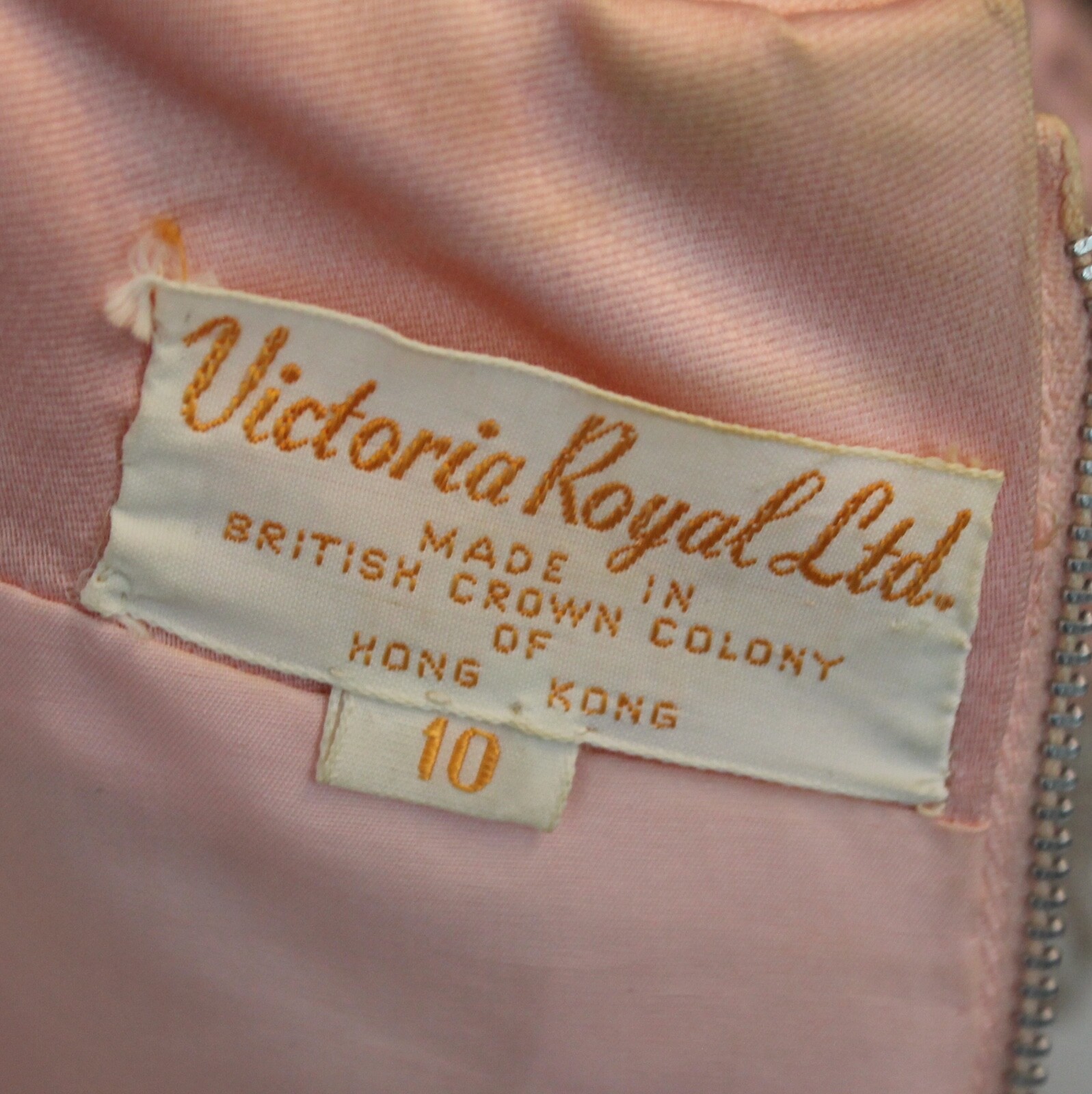 Vintage 1960s Pink Satin and Silver Beaded Victoria Royal Ltd. Hong Kong Gown