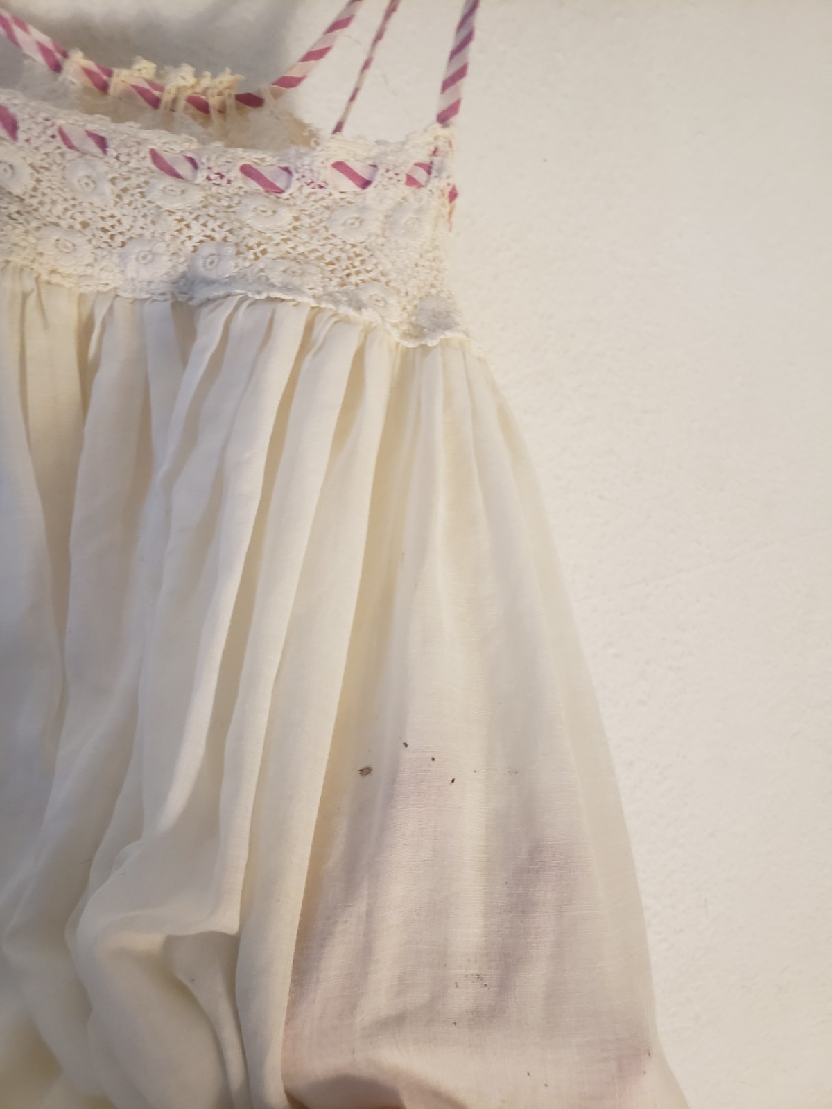 Vtg 60s 70s Iris Lingerie S White Flowy Cotton Gauze Maxi Dress Nightgown Lace