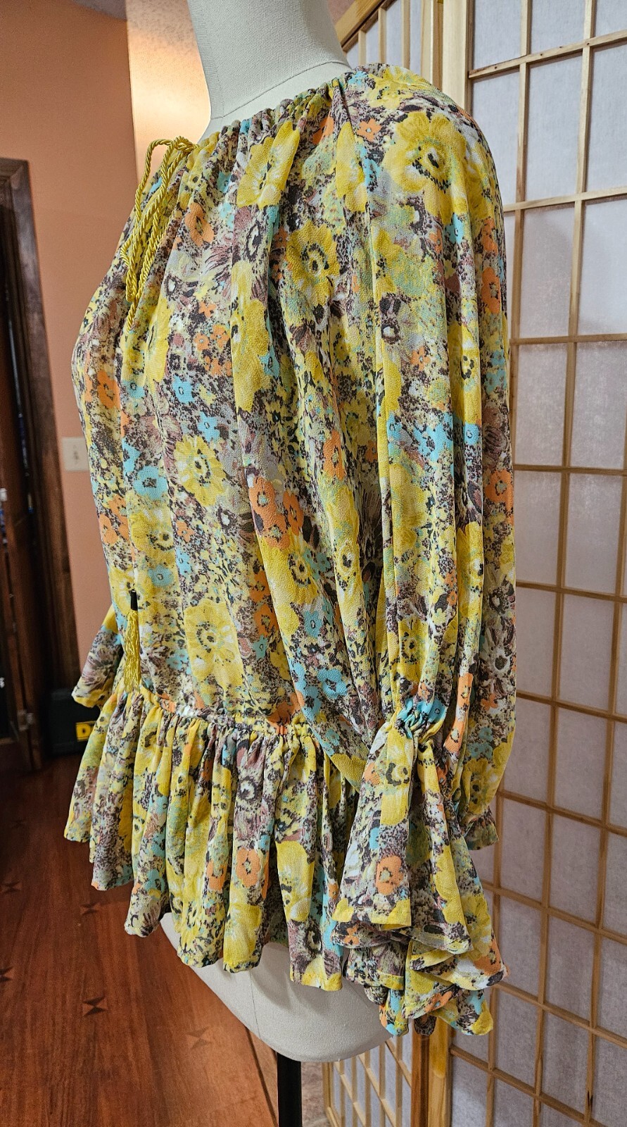 Moda International Y2K Peasant Top 1999 Hippy Blouse Victoria’s Secret