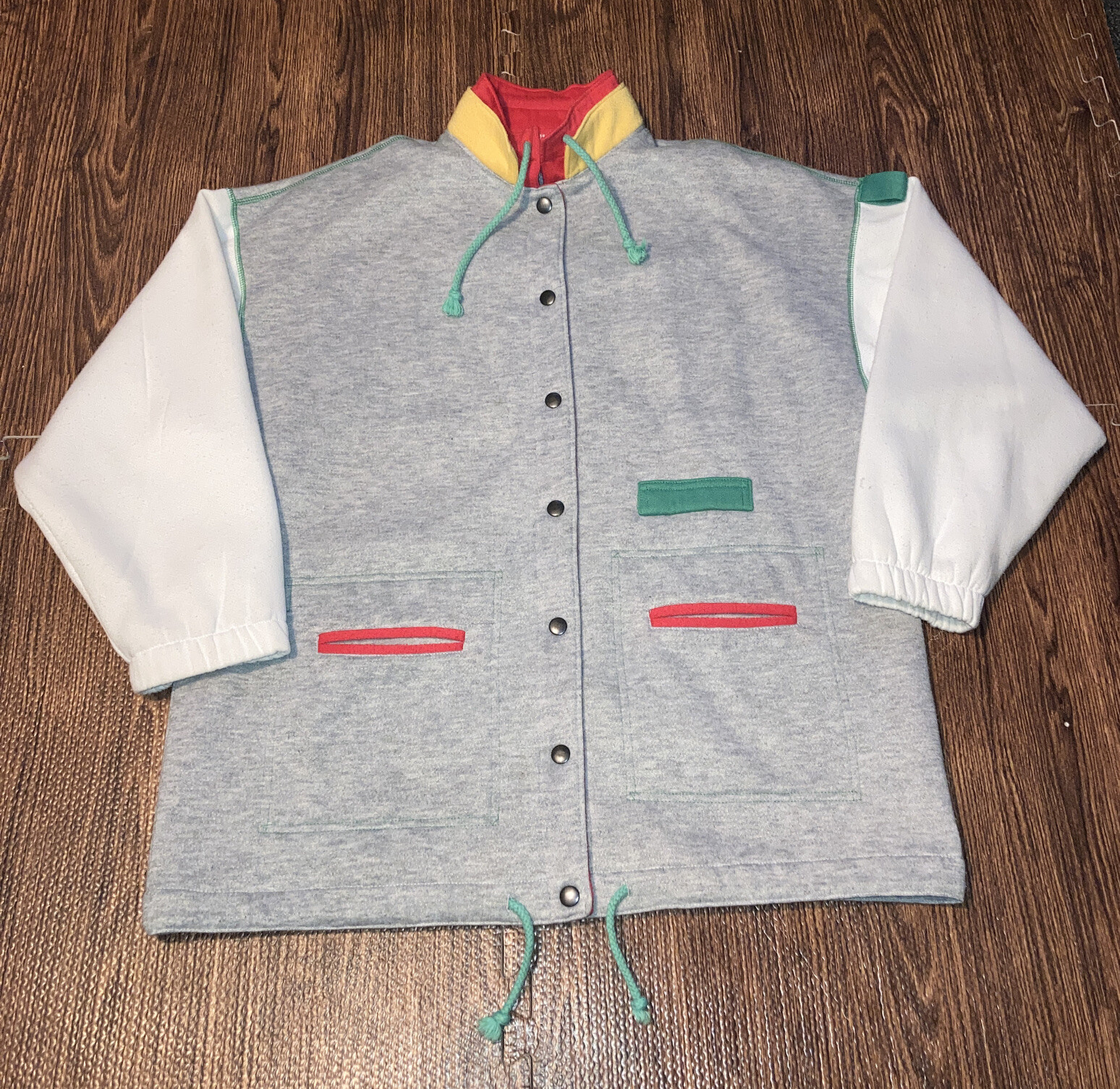Vintage Braeton Heather Gray Color Block Jacket Snap Up Early 90’s Small