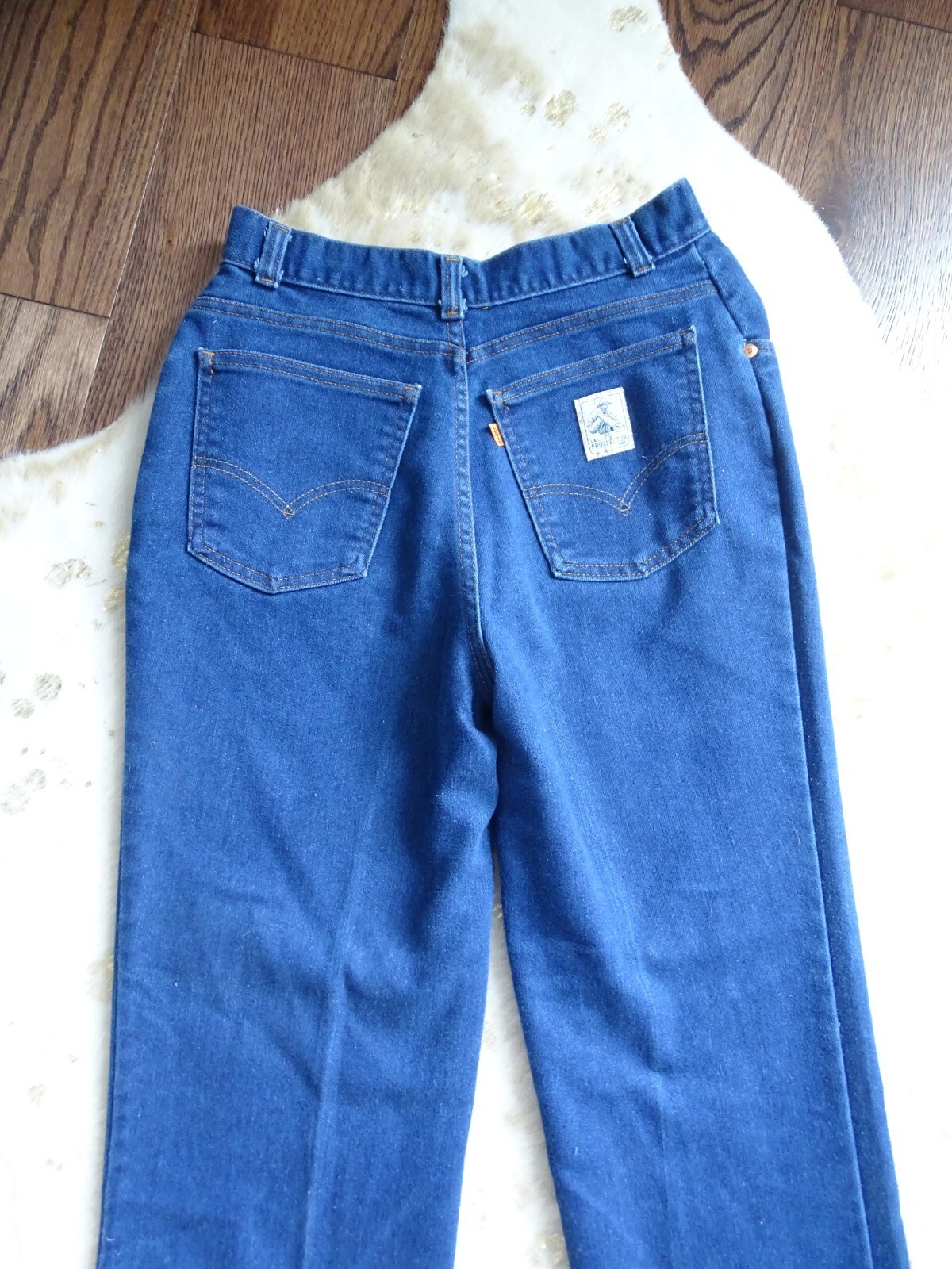 Vintage Levis Prospector Orange Tag Dark Wash 29 inch High Waist Wide Leg Jeans 