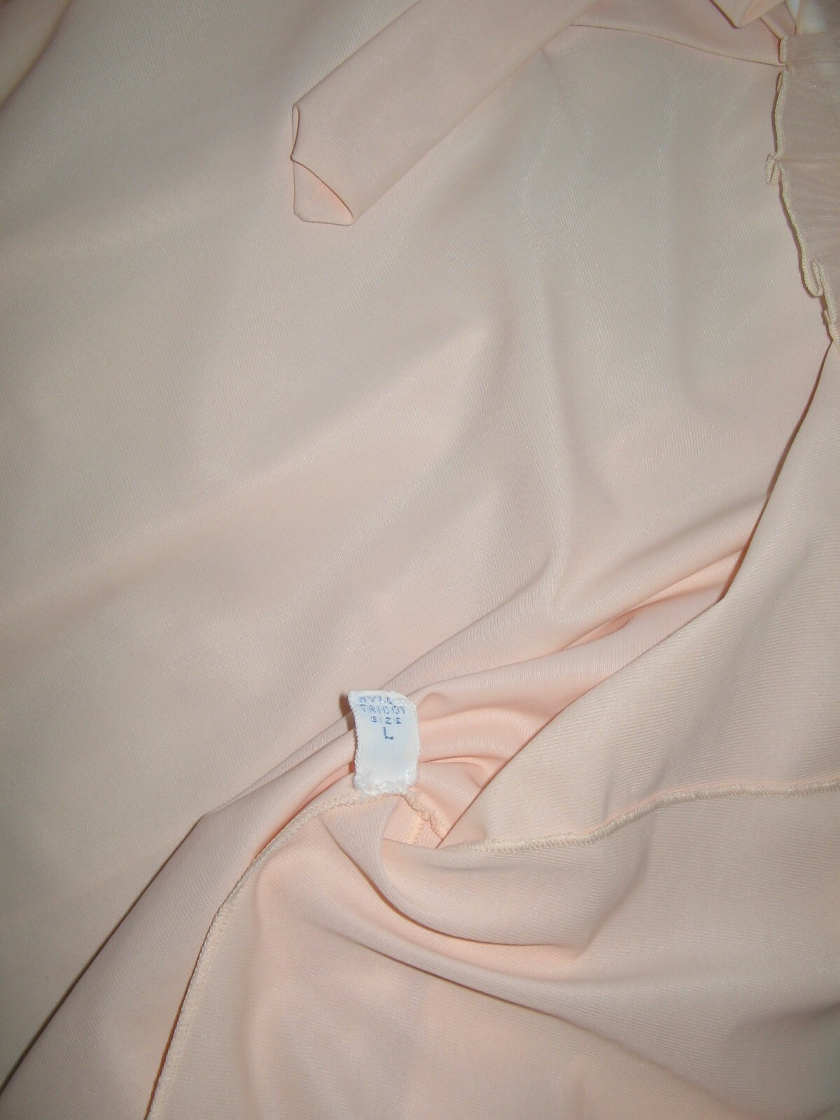 Vintage Vanity Fair Bed Jacket Large Nylon Peachy Pink Pleated Ruffle Sissy MCM
