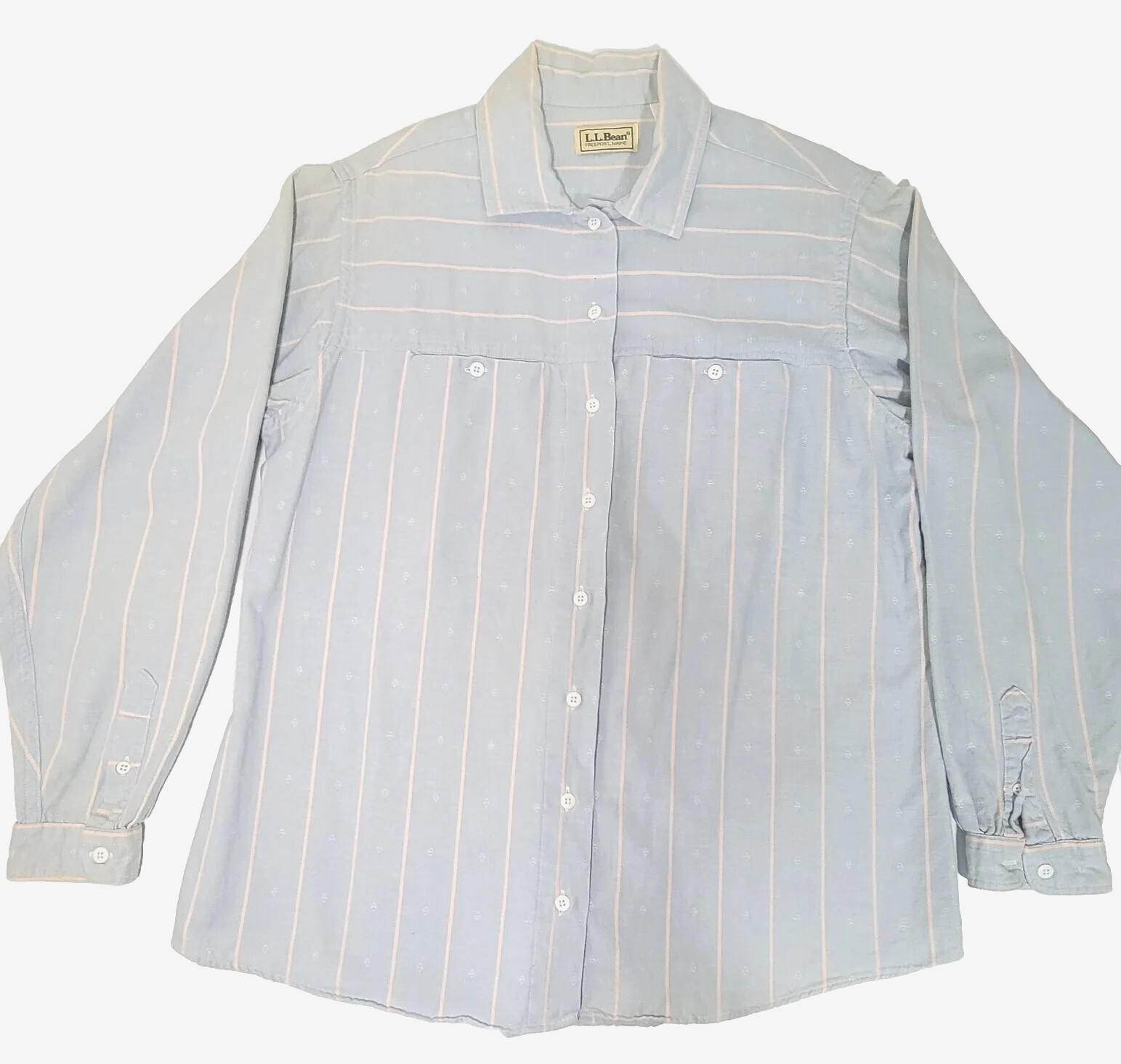 Vintage L.L. Bean Shirt Women’s Lt Blue/Pink Striped Button Down Size 14 Regular