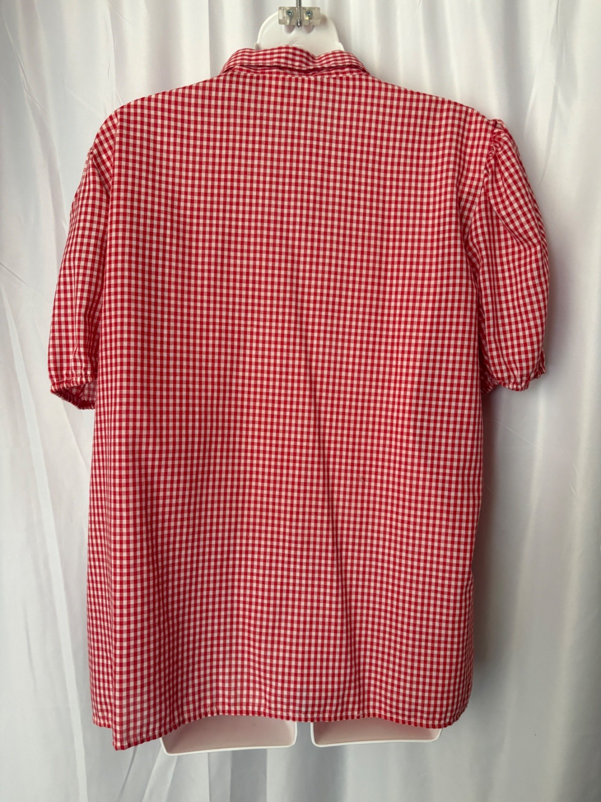 Vtg Blouse Top Jeri Bee Square Dance Lace Red Gingham Prairie Rockabilly X1