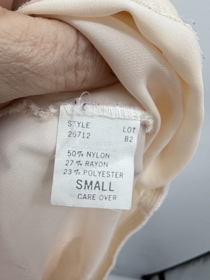 CHRISTIAN DIOR Vintage Half Slip Sz Small 24.25” Blush Nylon Blend Lace Hem