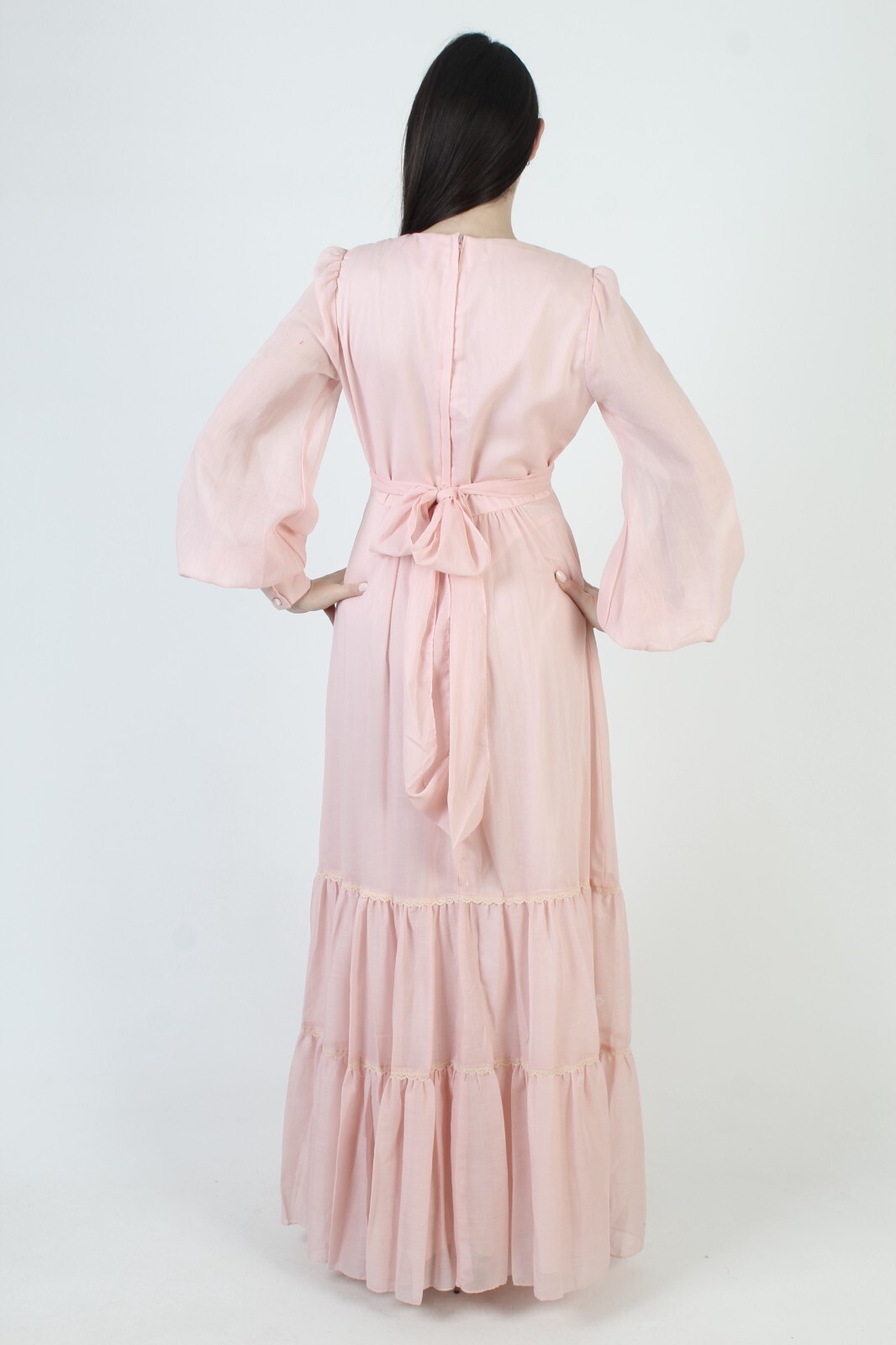Vintage Candi Jones California Dress Pink Barbiecore Prairie Victorian Maxi Gown