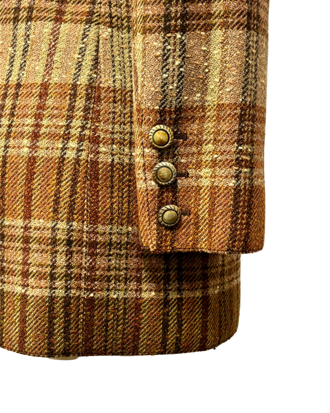 VINTAGE 1990s EMANUEL UNGARO BEIGE & BROWN WOOL BLAZER | VINTAGE WOOL JACKET