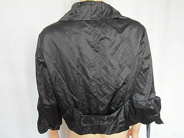 Vintage V Cristina Womens Jacket Large Black 3/4 Sleeves Polyester & Cotton