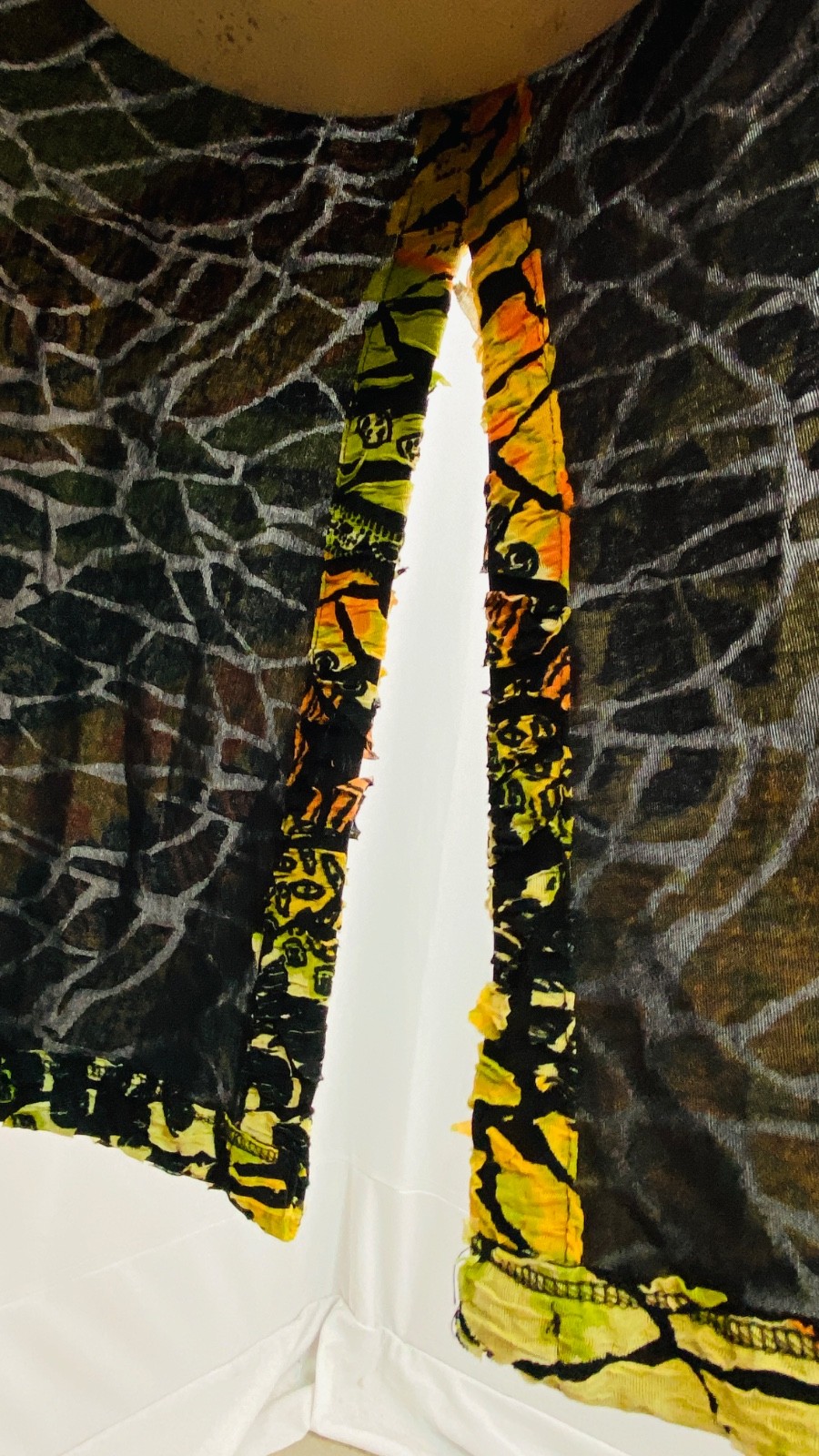 Vintage 1990s long yellow duster jacket XL semi sheer lightweight orange green