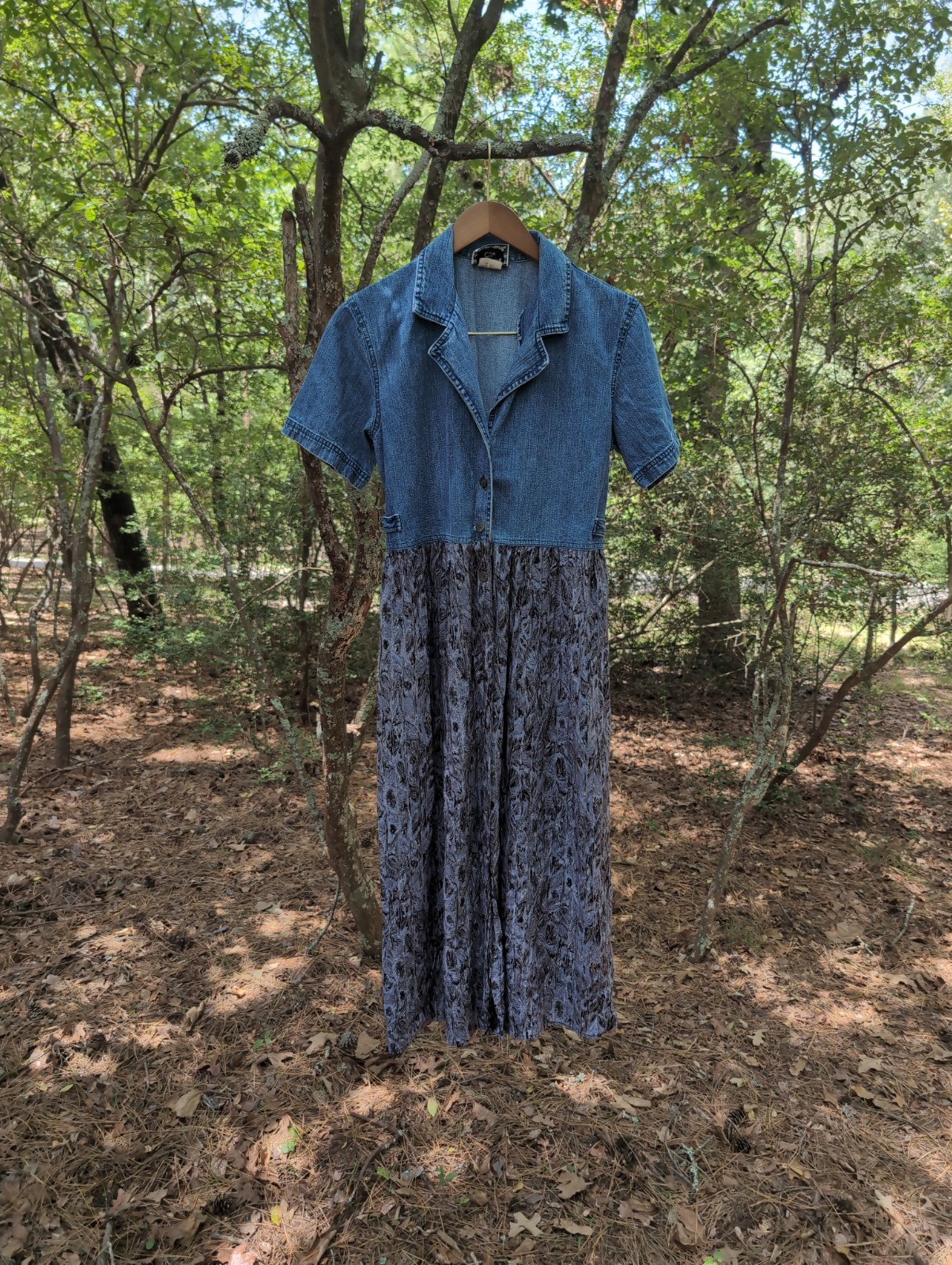 Vintage Dressing Clio Dress Denim Flowy 100% Cotton Size M Cottagecore Boho