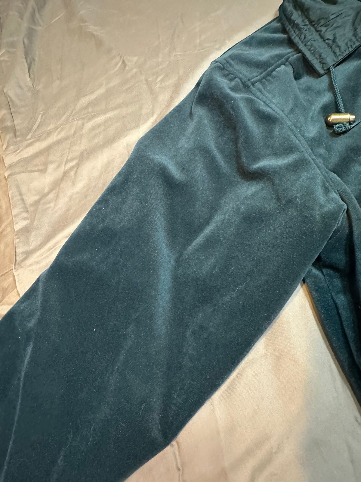 Vtg CurrentSeen Womens Reversible Jacket Size M Teal Green Gold Y2K Velour Nylon