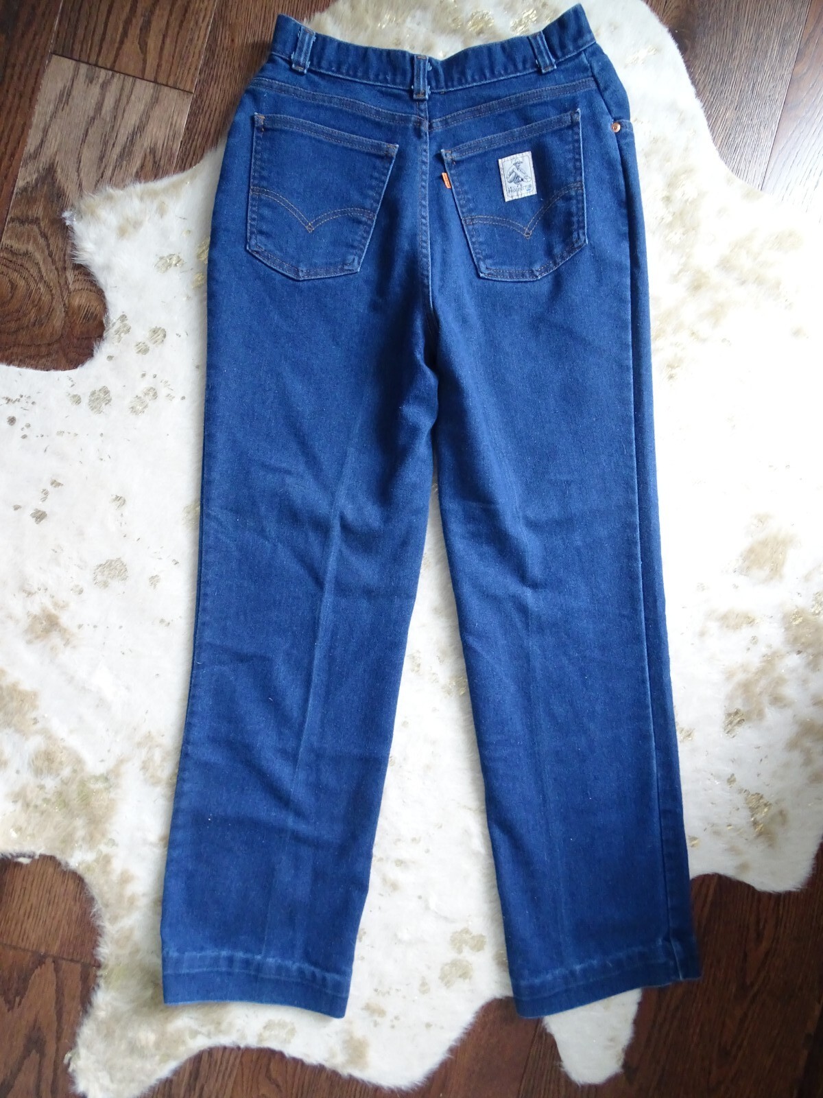 Vintage Levis Prospector Orange Tag Dark Wash 29 inch High Waist Wide Leg Jeans 