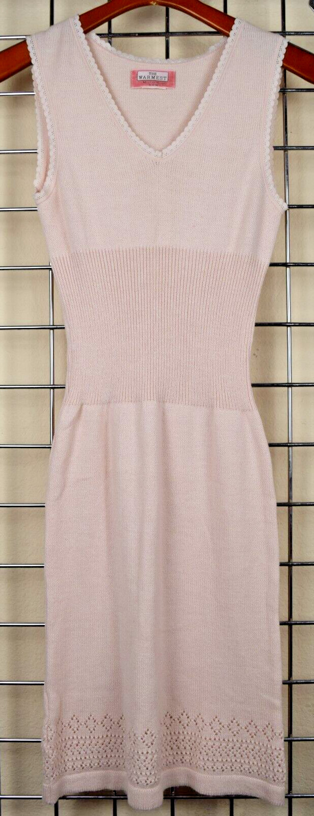 Vintage Mini Dress The Warmest Size S/M 90s Soft Stretchy Knit Pale Peachy Pink