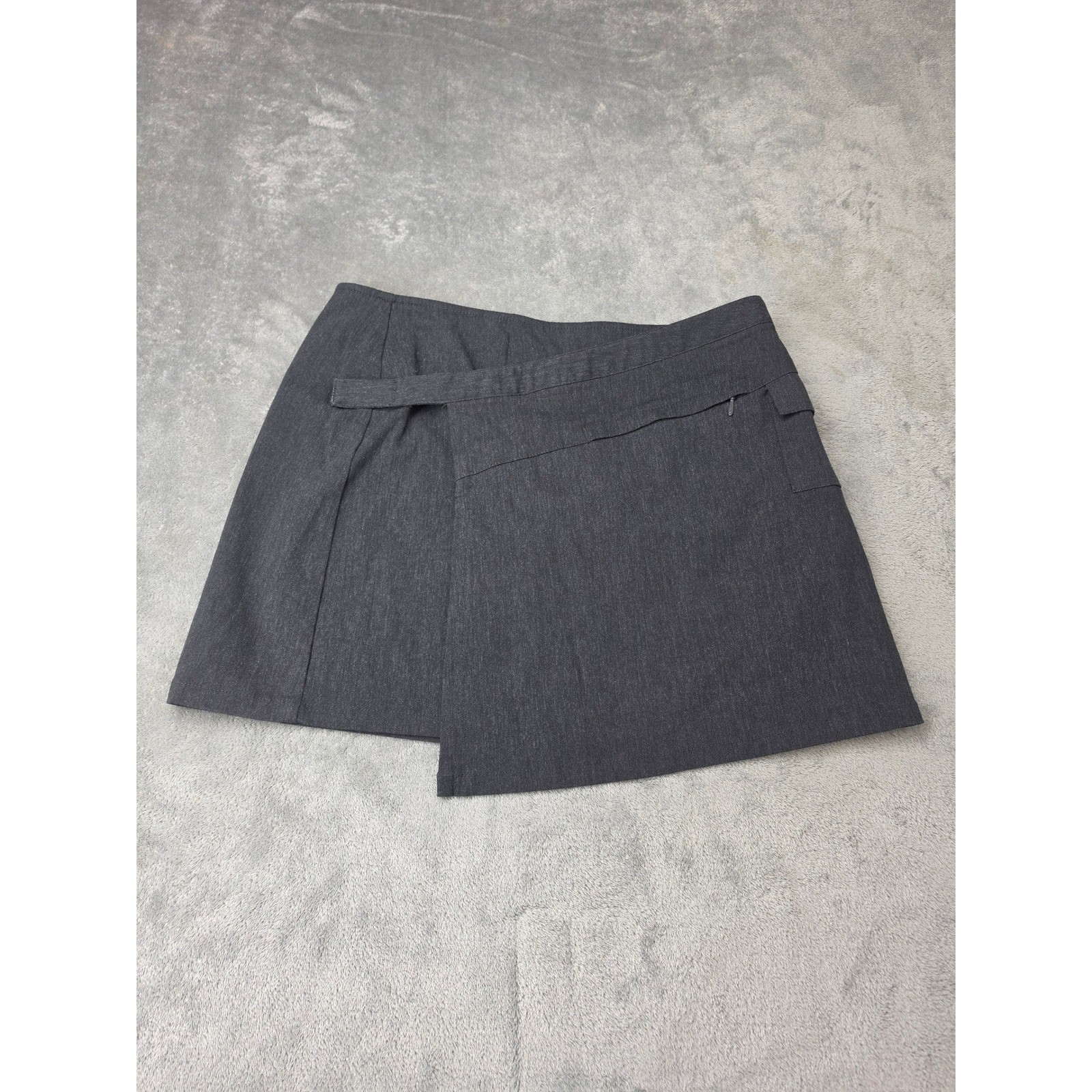 Vintage 90s/Y2K Express World Brand Wrap Skirt Gray Office Siren Aesthetic 7/8