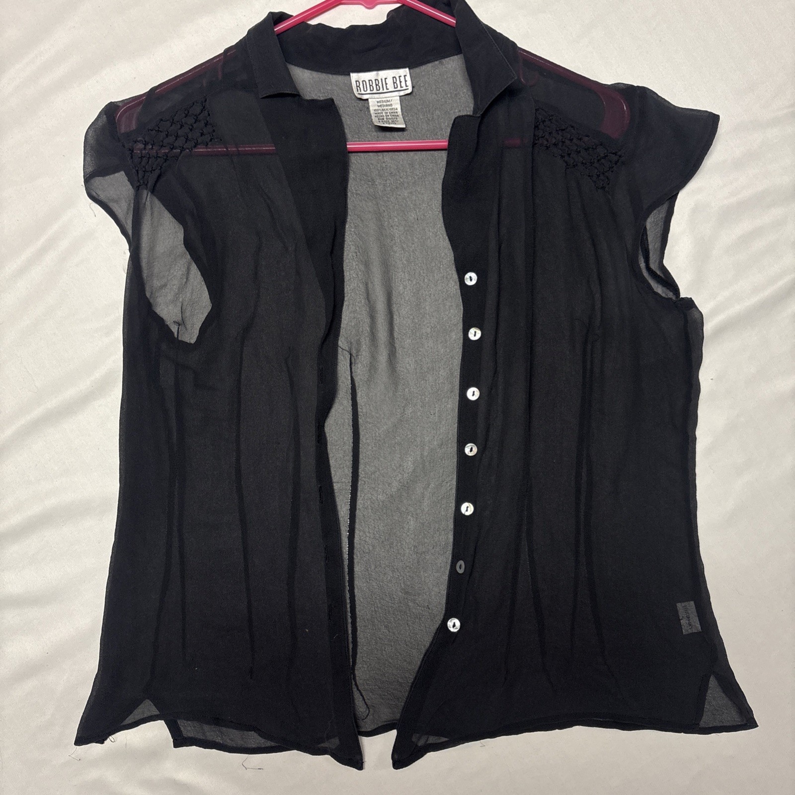 Vintage Robbie Bee Silk Sheer Button Blouse
