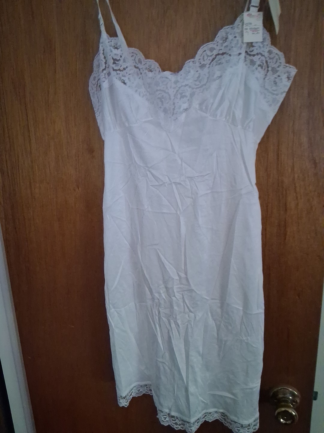 Richform 100% Nylon White Full Slip Lacey Vintage Size 38 NWT