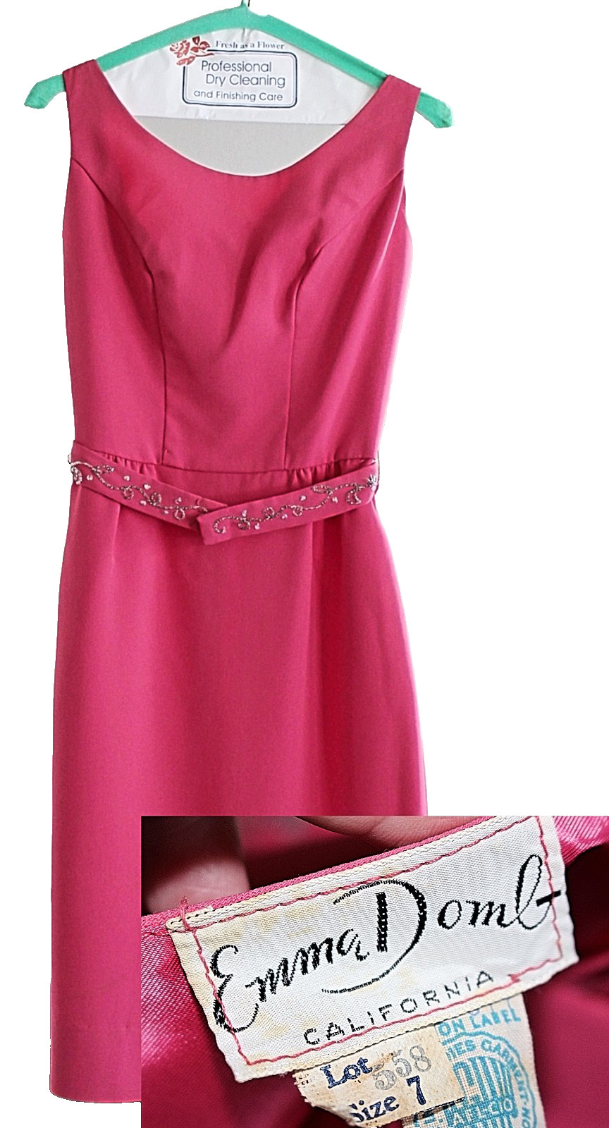 Emma Domb Vintage – Audrey Hepburn 1950s Sleeveless Dress + Bead, sz 7 Small