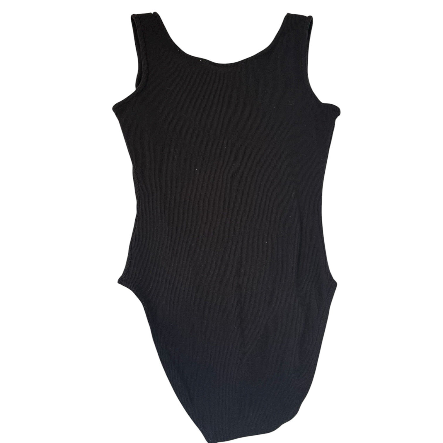 Vintage Together Black Bodysuit Buttoned Lace Trim 80s Tank Top 100% Cotton