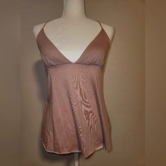 Charlotte Russe Rose Gold Pink Y2k Fairy Halter Babydoll Tunic Size Medium M