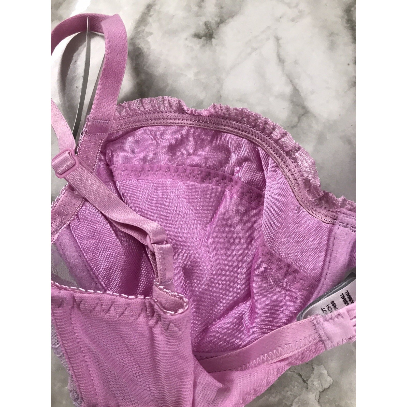 VINTAGE 2PC SET 90S BAMBOO HELENE MILLER NY Sexy Lace PURPLE Bra 34A/SM Panty