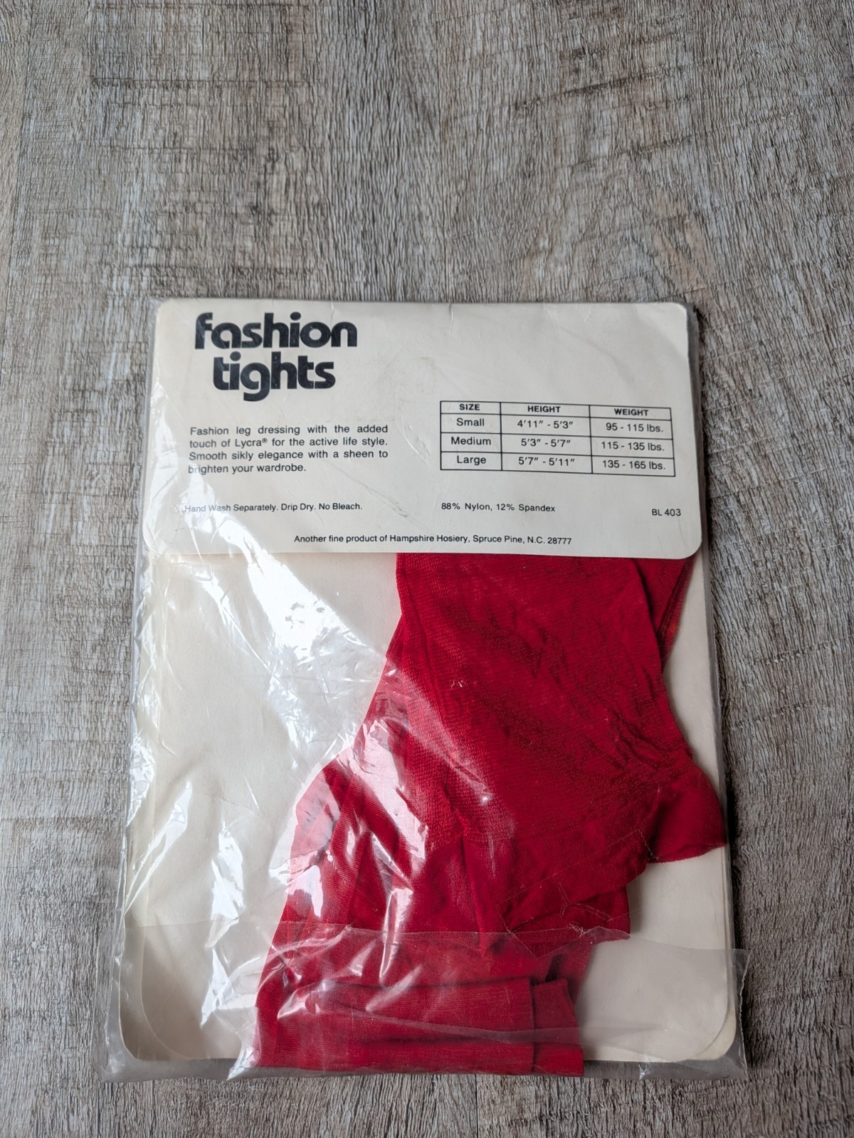 Vintage 70’s 80s Red Fashion Tights Pantyhose Small NOS Hampshire Hosiery
