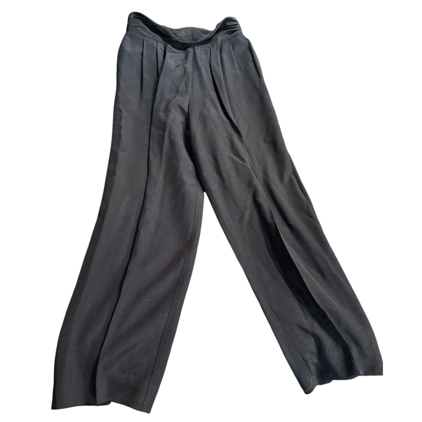 Vintage ILGWU High Rise Pleated Trousers Black Acetate Rayon Pants Size 8