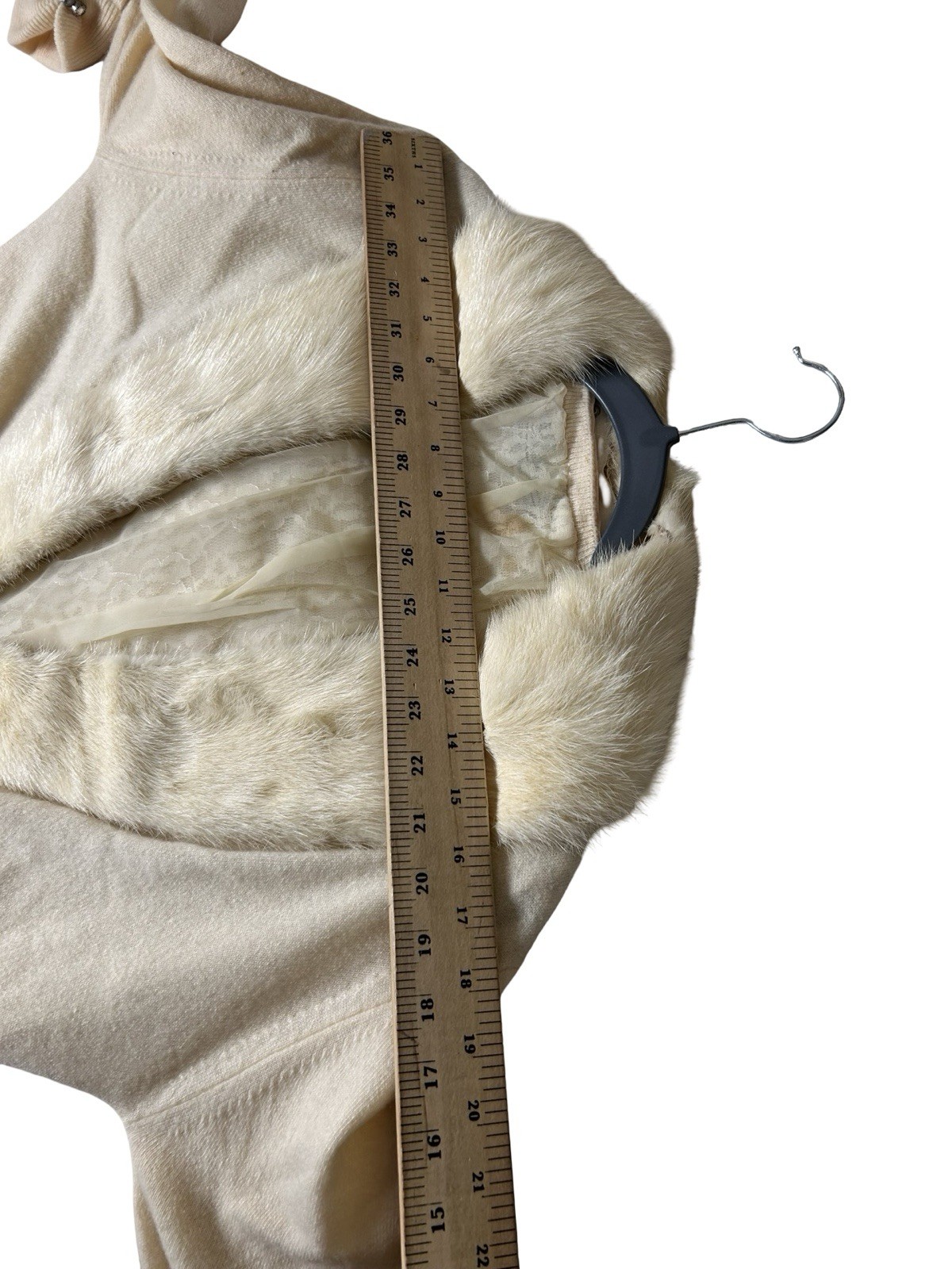 VTG 50s Bernhard Altmann 100% Cashmere Cardigan Sz M Mink FUR Collar Jeweled