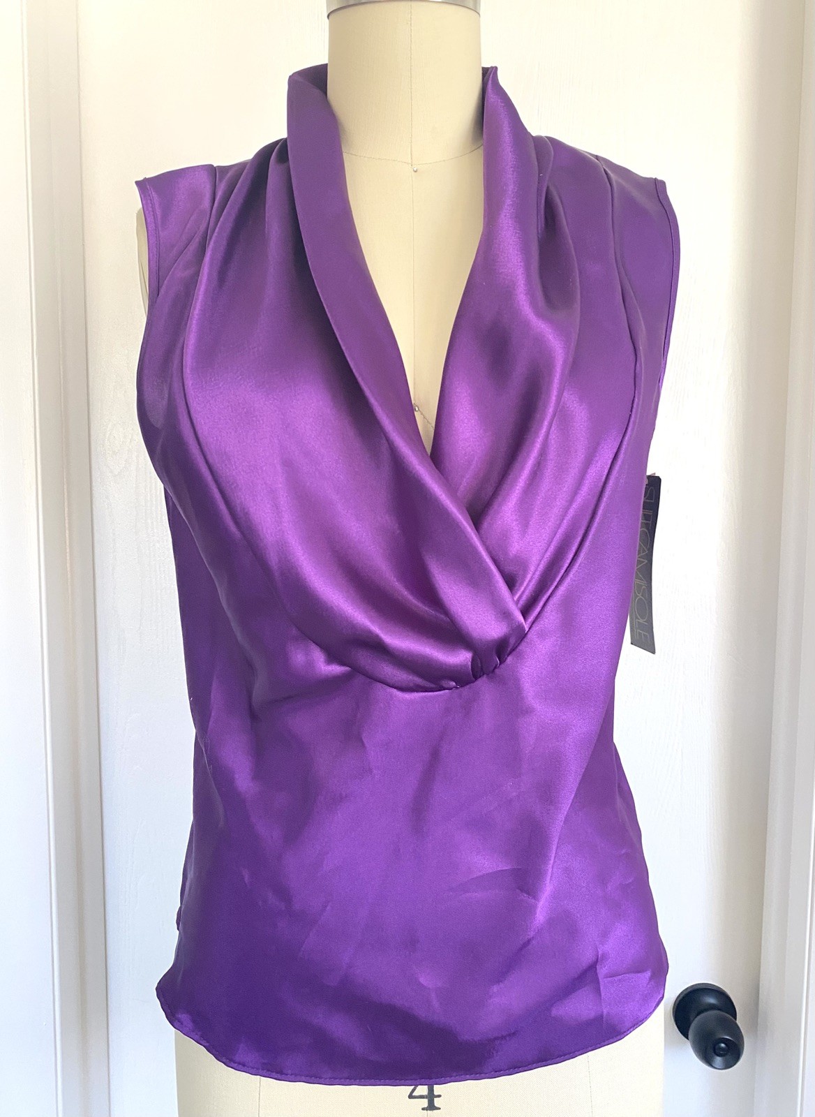 ESCAPADES Vintage Purple Silky Satin Cami Tank Top Sleeveless Blouse NWT – S