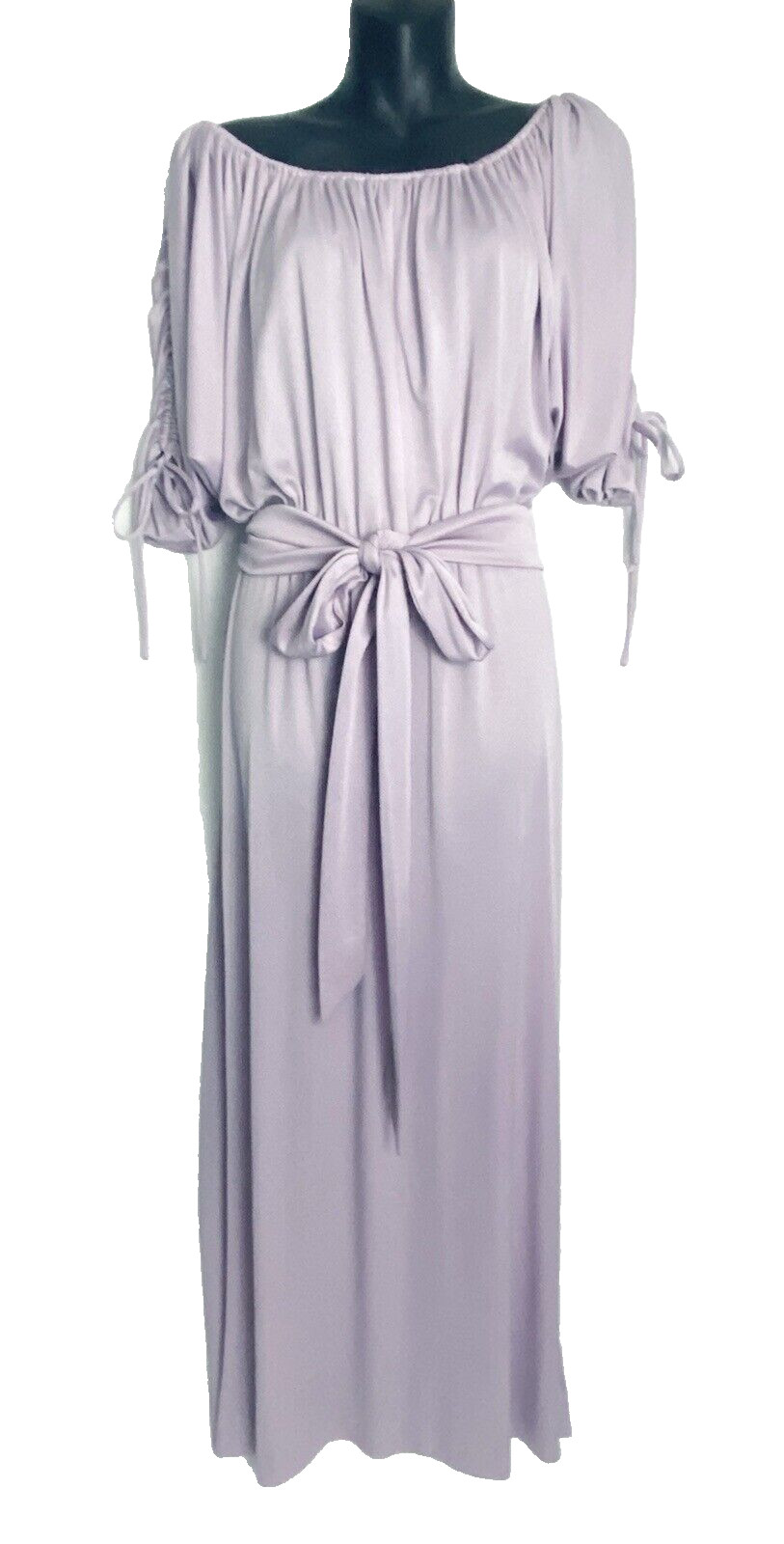 Vintage Dressy New York Creations Lavender Purple Sheen Dress Cinched Sleeve S M