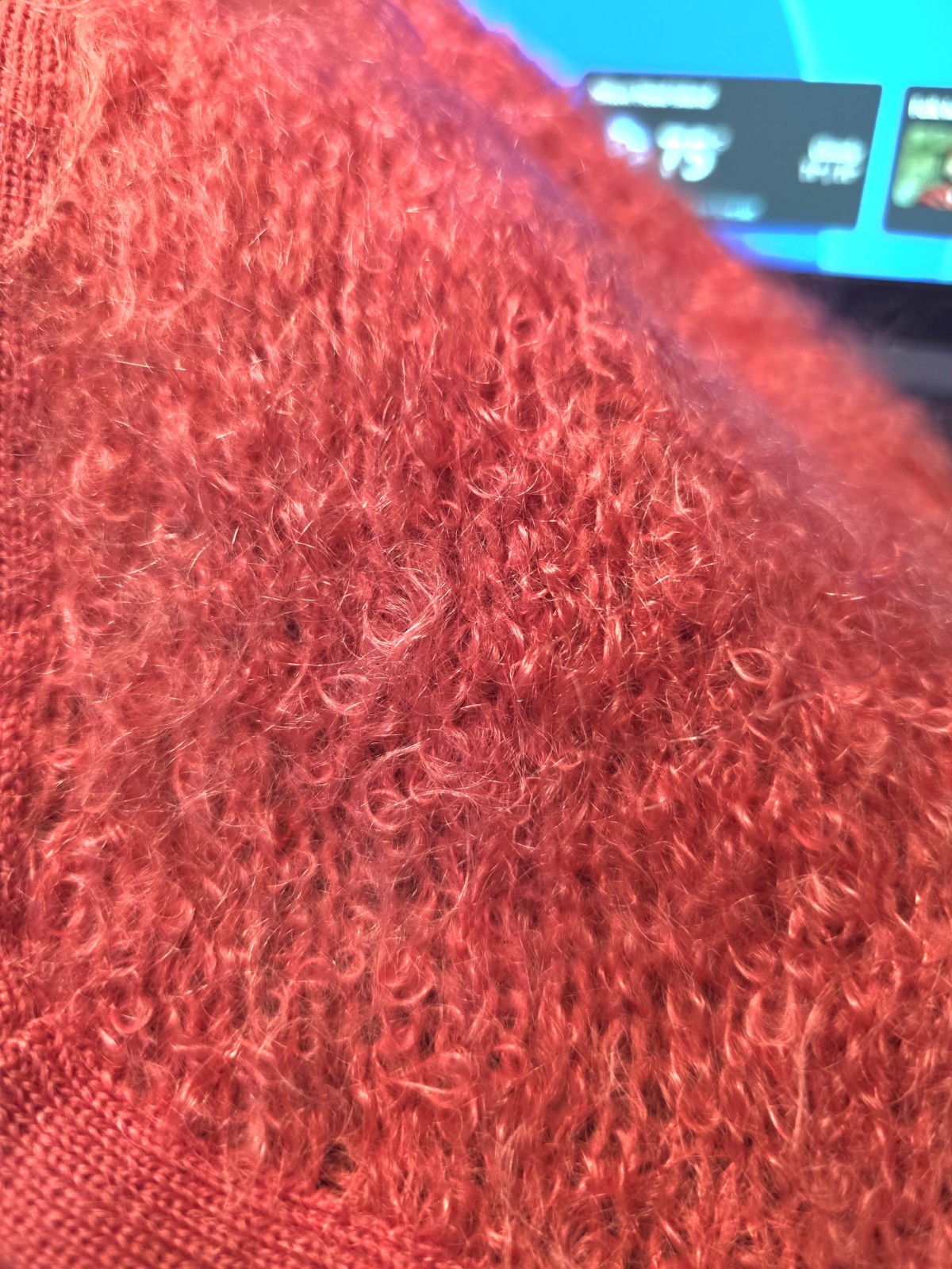 1950 Vintage Salmon Bubbly Boucle Cardigan Sweater Embroidered Pom Pom Flowers