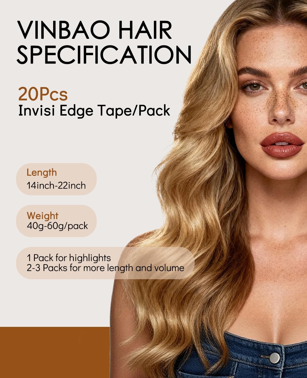 VINBAO Injected Tape in Extensions Human Hair Invisible Hair Extensions Tape in