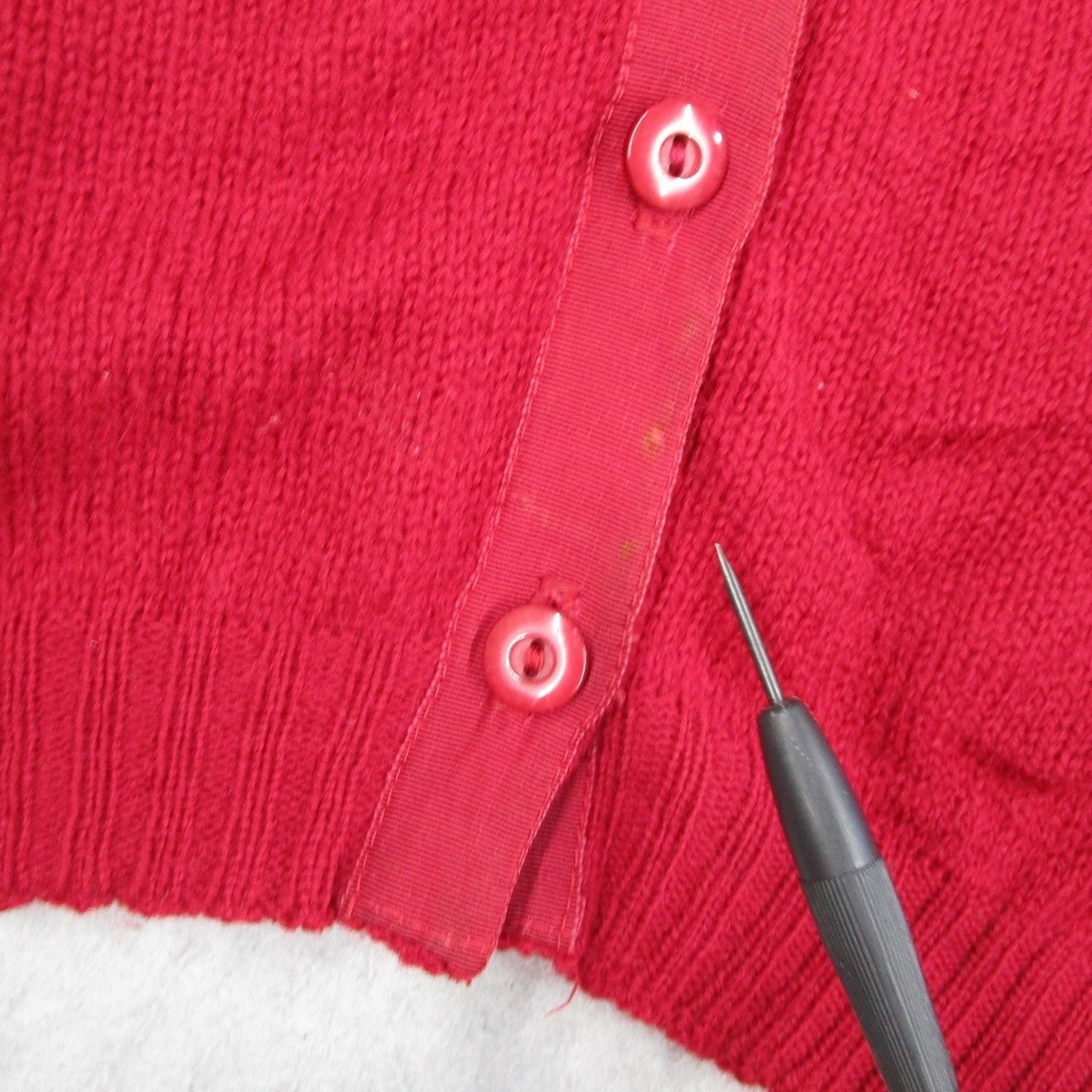 Vintage Sears Red Wool Mohair Cardigan Sweater Women 40 Junior Knit Button Front