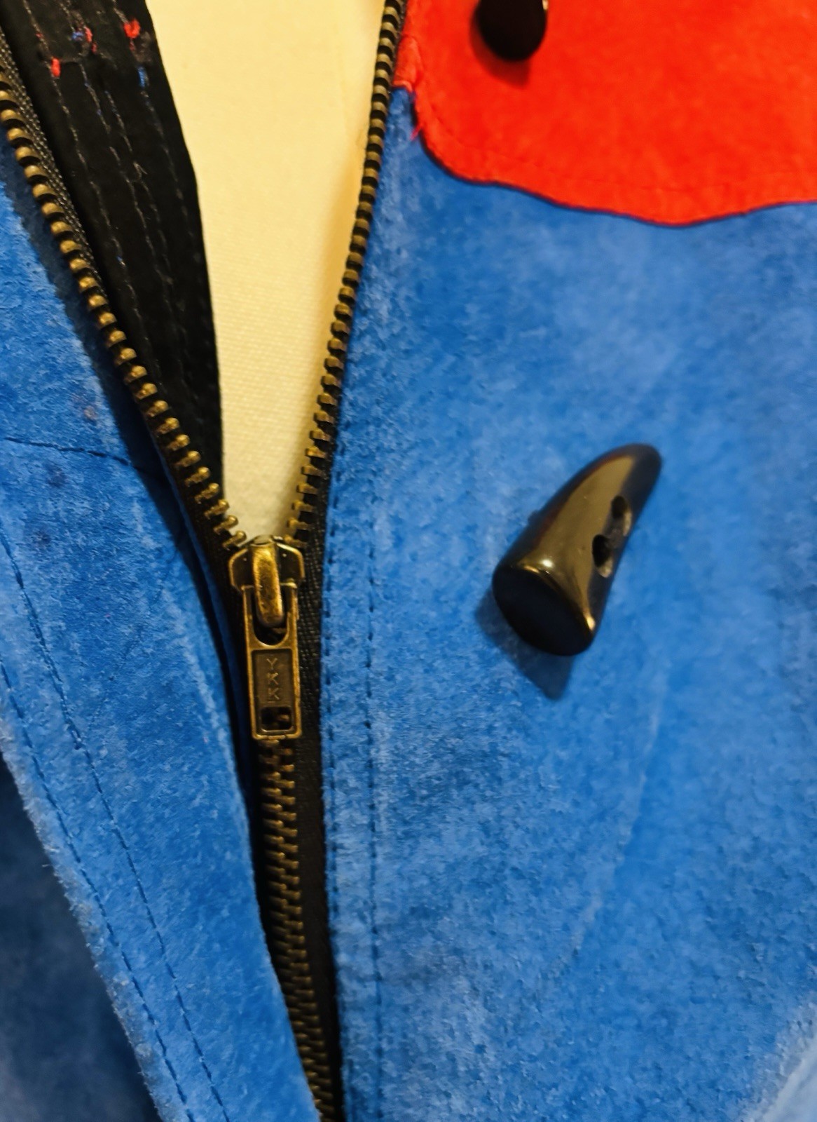 Vintage 80’s 90’s Diani Color block Suede Leather Toggle Coat With Zipper Med