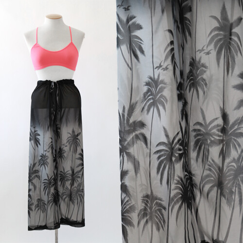 Vintage 90s sheer Palm Tree swim coverup beach pants S M