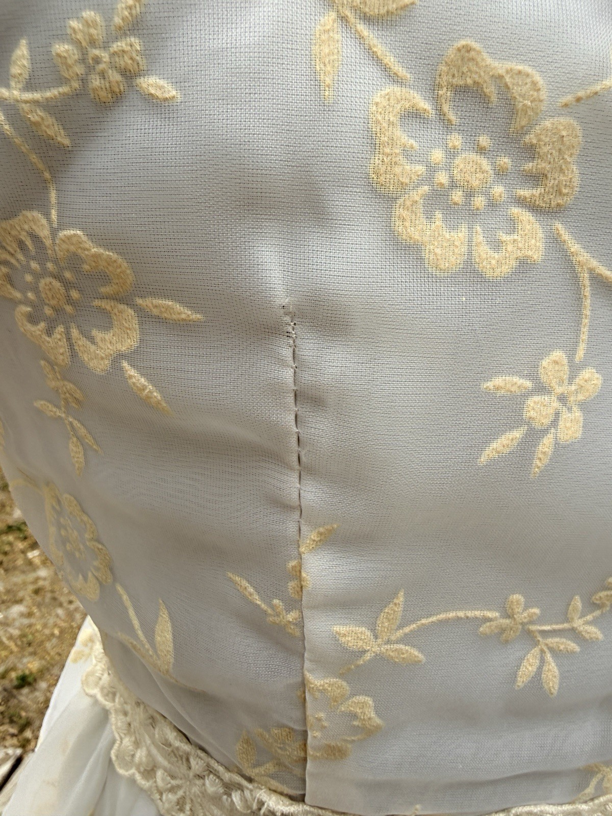 Vintage 1960s Lorrie Deb Floral Balloon Sleeve Prairie Princess Wedding Dress