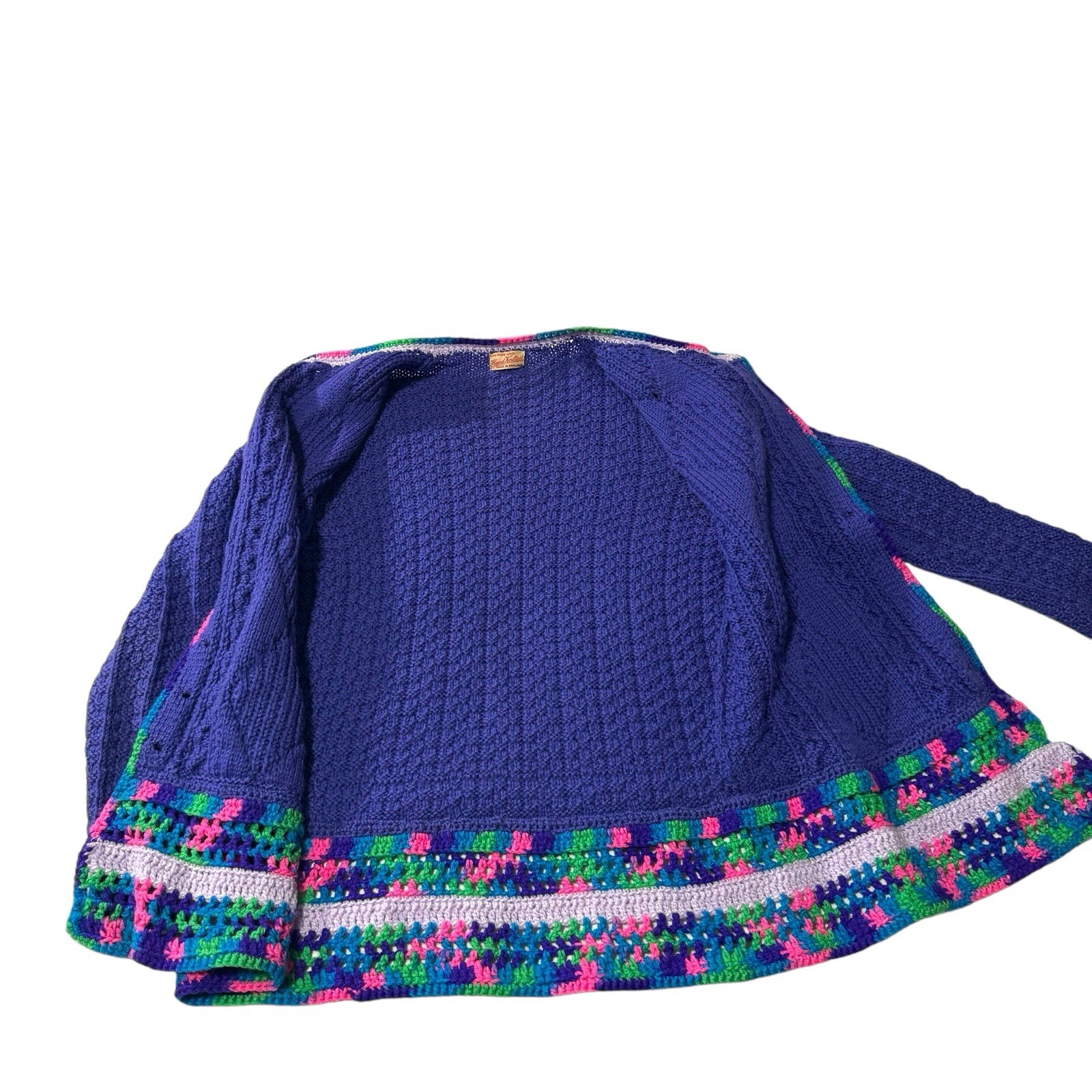 Vintage Hand Knitted Wool Women Cardigan Sweater Cable Knit Crochet England 1950