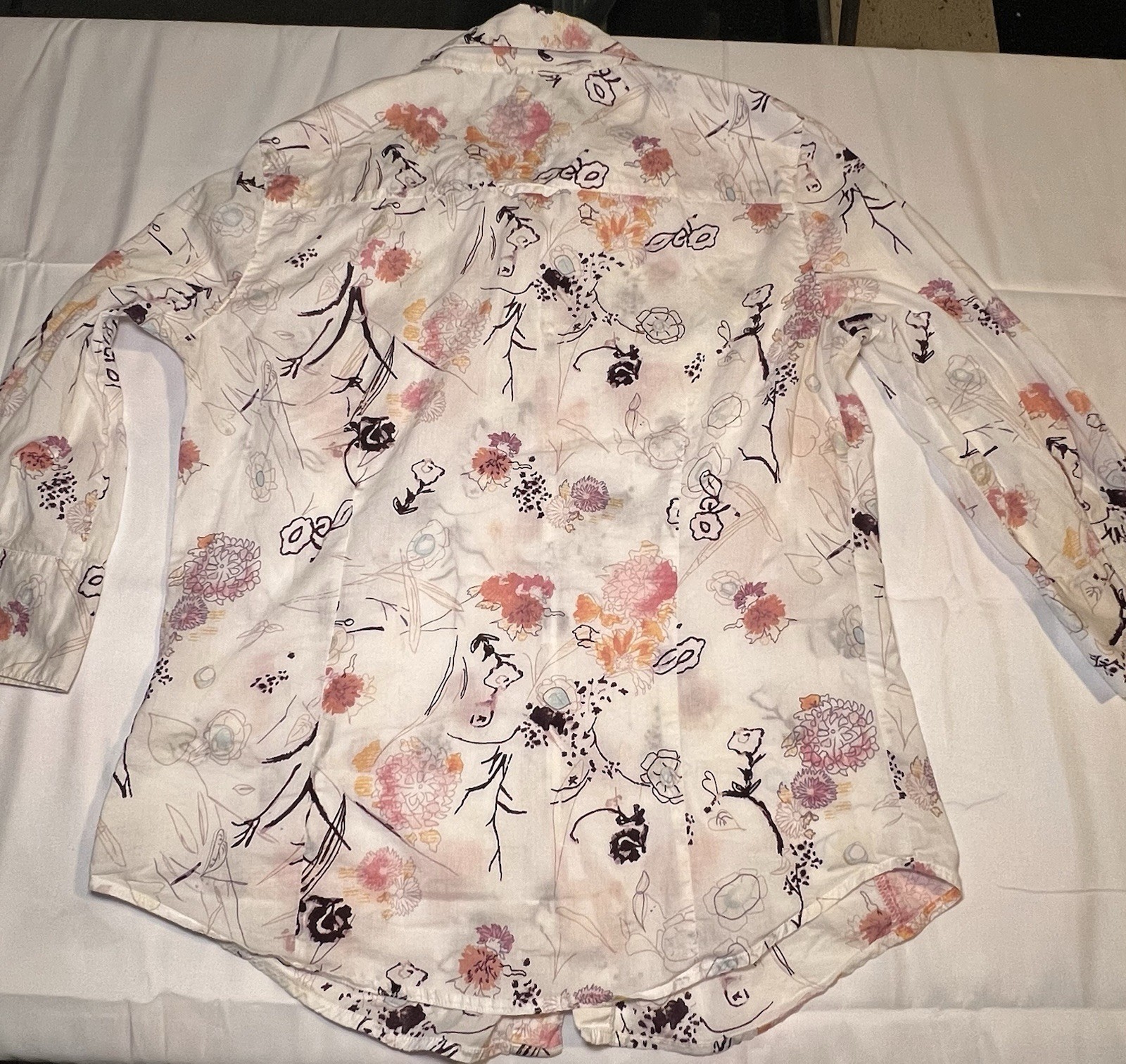 Vintage Calvin Klein Y2K Floral Button Shirt M 100% Cotton Hong Kong Western