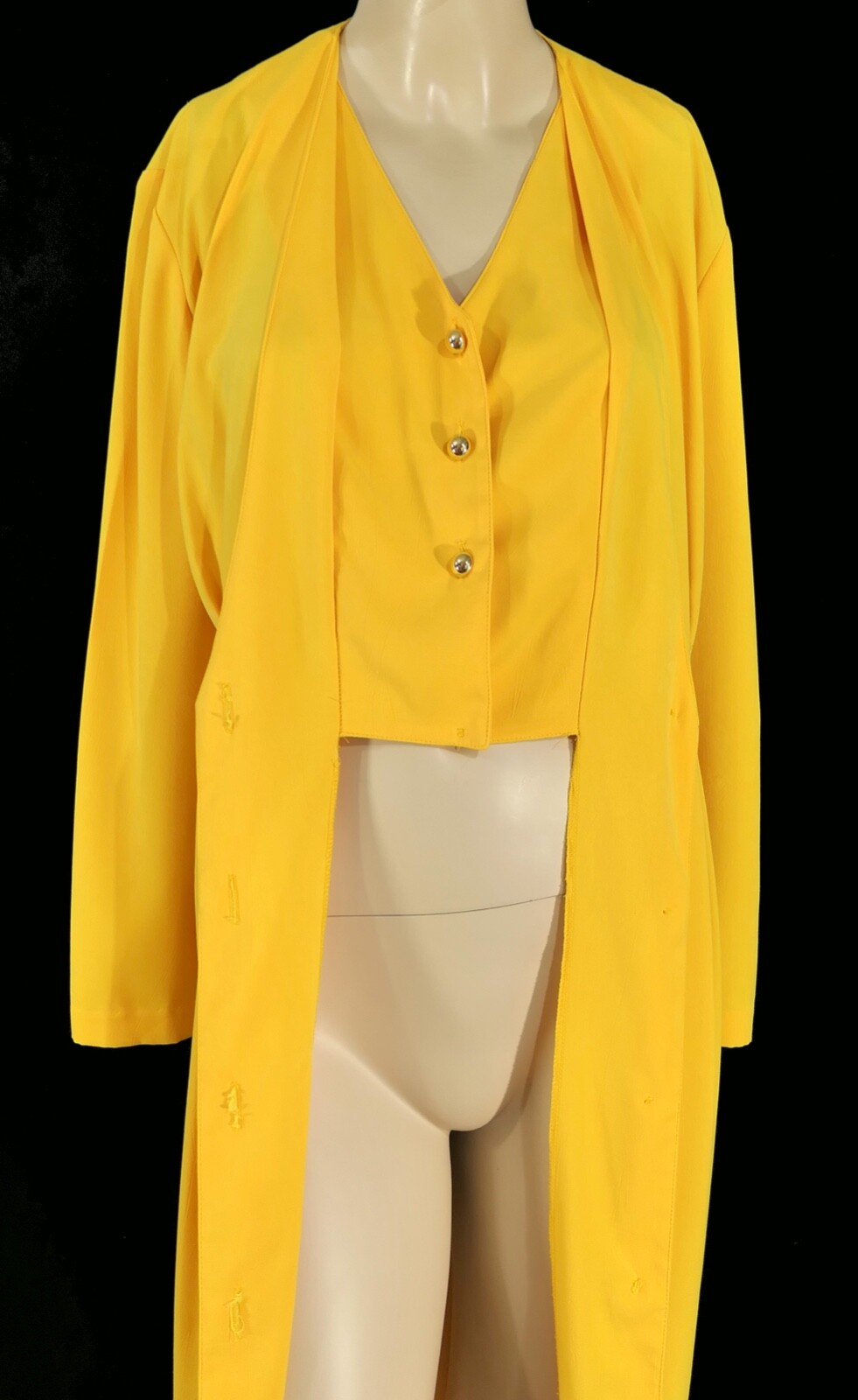 Vintage 70s 80s Caron Chicago Yellow Goldenrod Rich Classy Pencil Dress S
