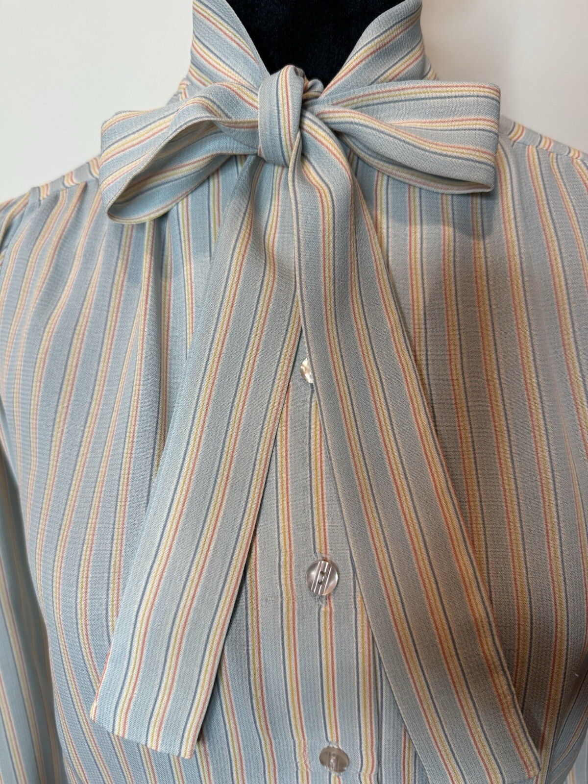 PANTHER Brand Vintage button-down 1970s Small Striped Blue Mod rockabilly