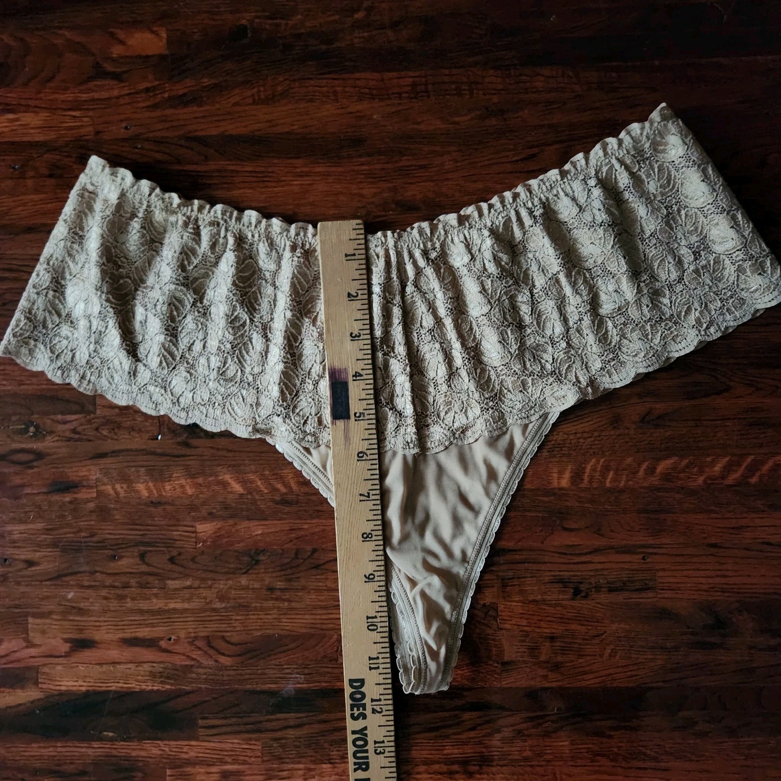 Vintage Avenue Body Plus Size Thong Womens 18-20 Beige Floral Panties Underwear