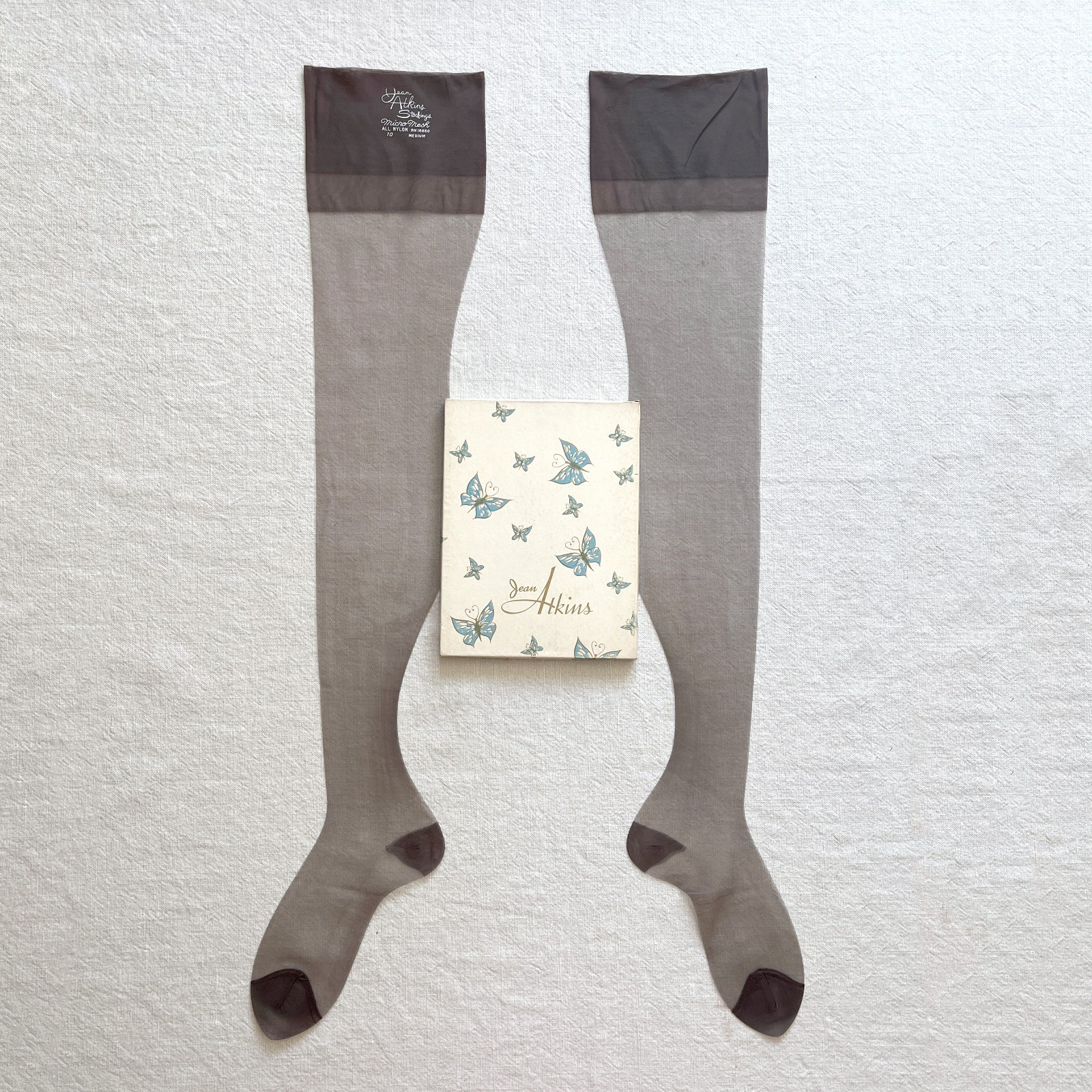 4 Pairs Vintage 50s Jean Atkins Thigh High Nylon Smoke Tint Stockings Medium