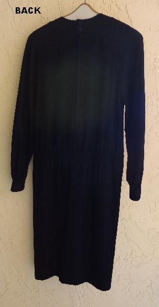 Vintage ADELE SIMPSON Black All Seasons Wool Dropped Waist Dolman Sleeves sz8