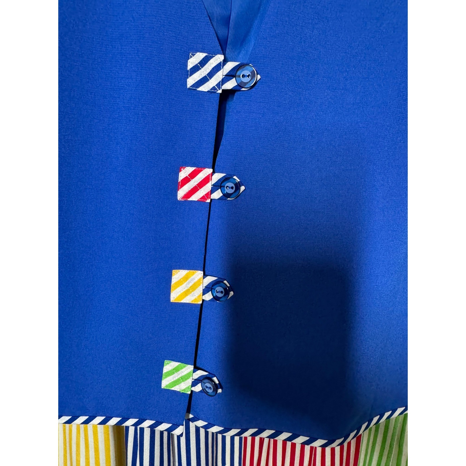 Vintage Susan Bristol 2 Piece Top and Skirt Set Blue Striped Rainbow NWT Sz 10