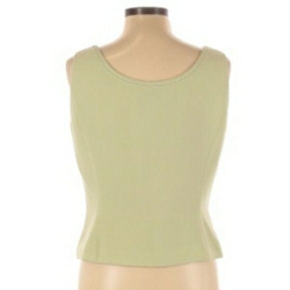 80’s Tahari Top 10 Shell Tank Pastel Pistachio Exposed Stitching Scoop Neck