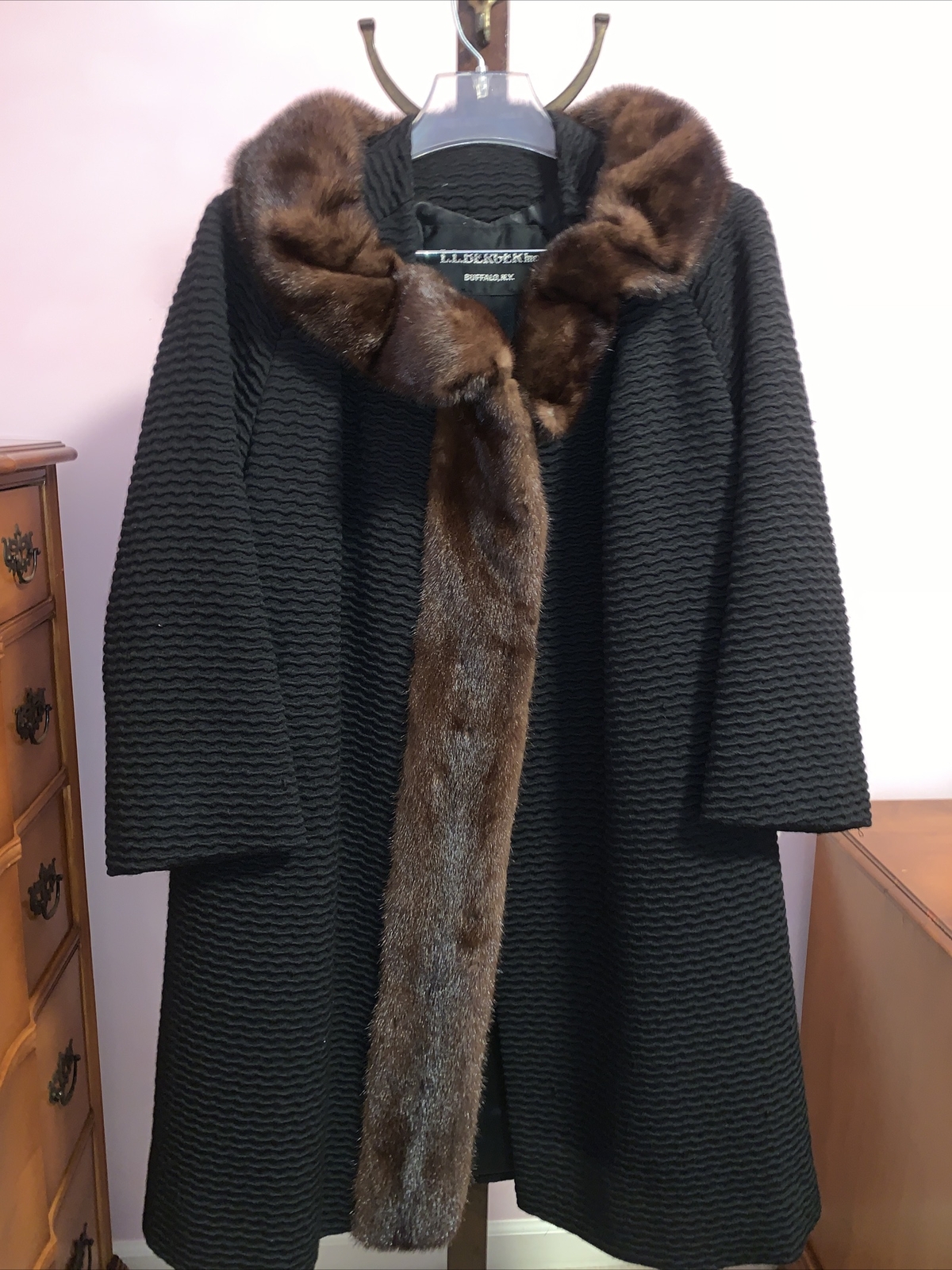 Vintage Persian Lamb Wool with Mink Fur Collar & Down Button Line MARKI ORIGINAL