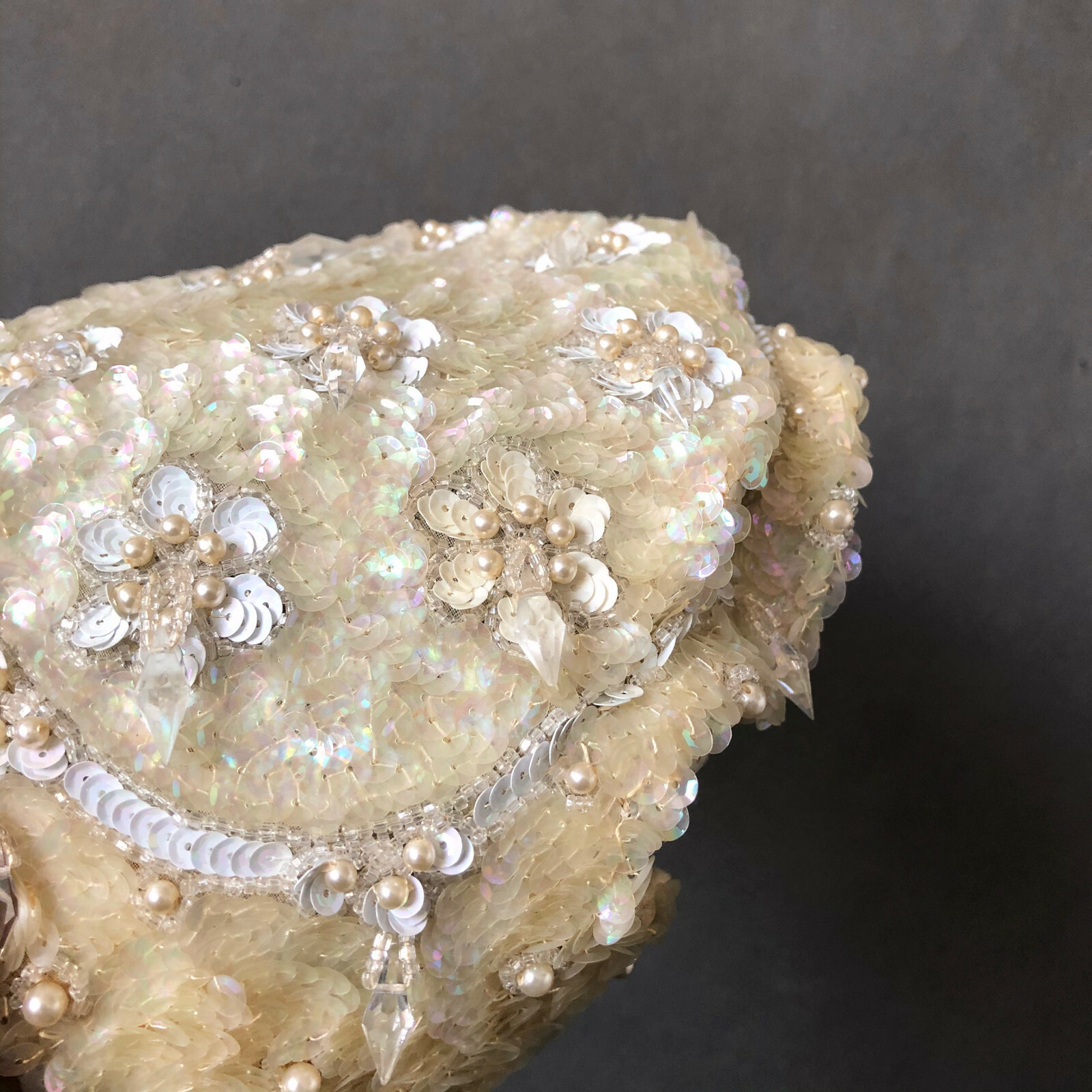 Vintage 1950s Angelic Sequin Beaded Wedding Headpiece Gatsby Downton Deco Vibe